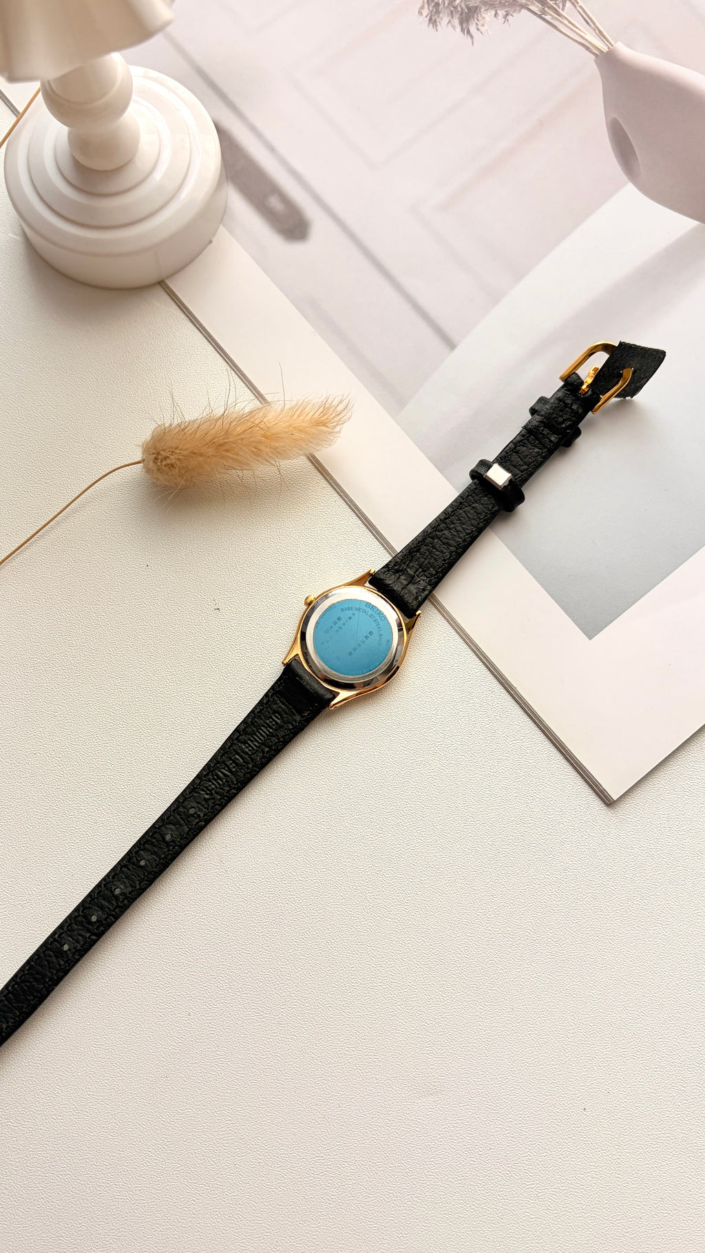 S. Spirit Beige Round Dial Black Strap Watch