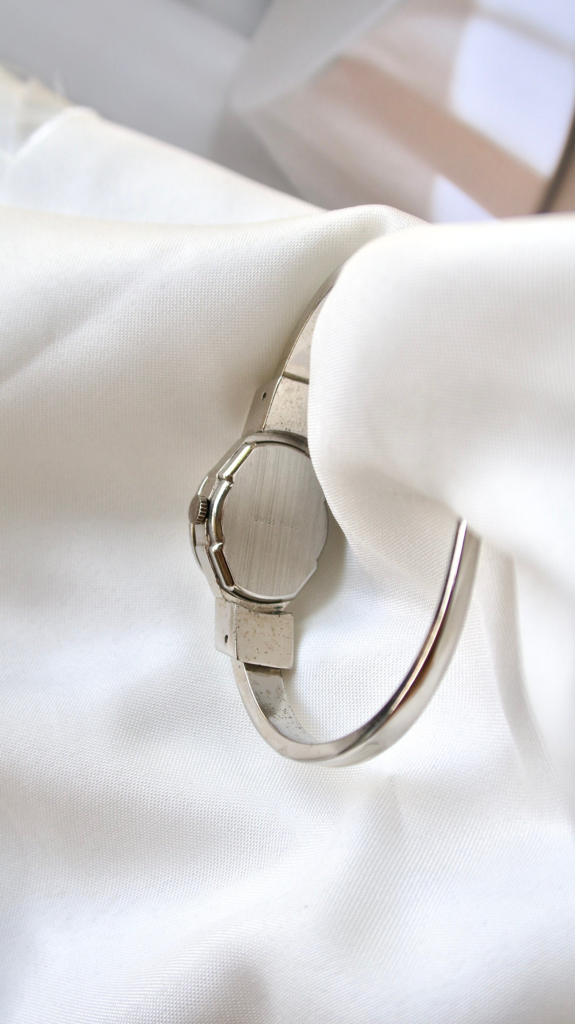 A.M. Silver Bangle with Green Flower Watch
