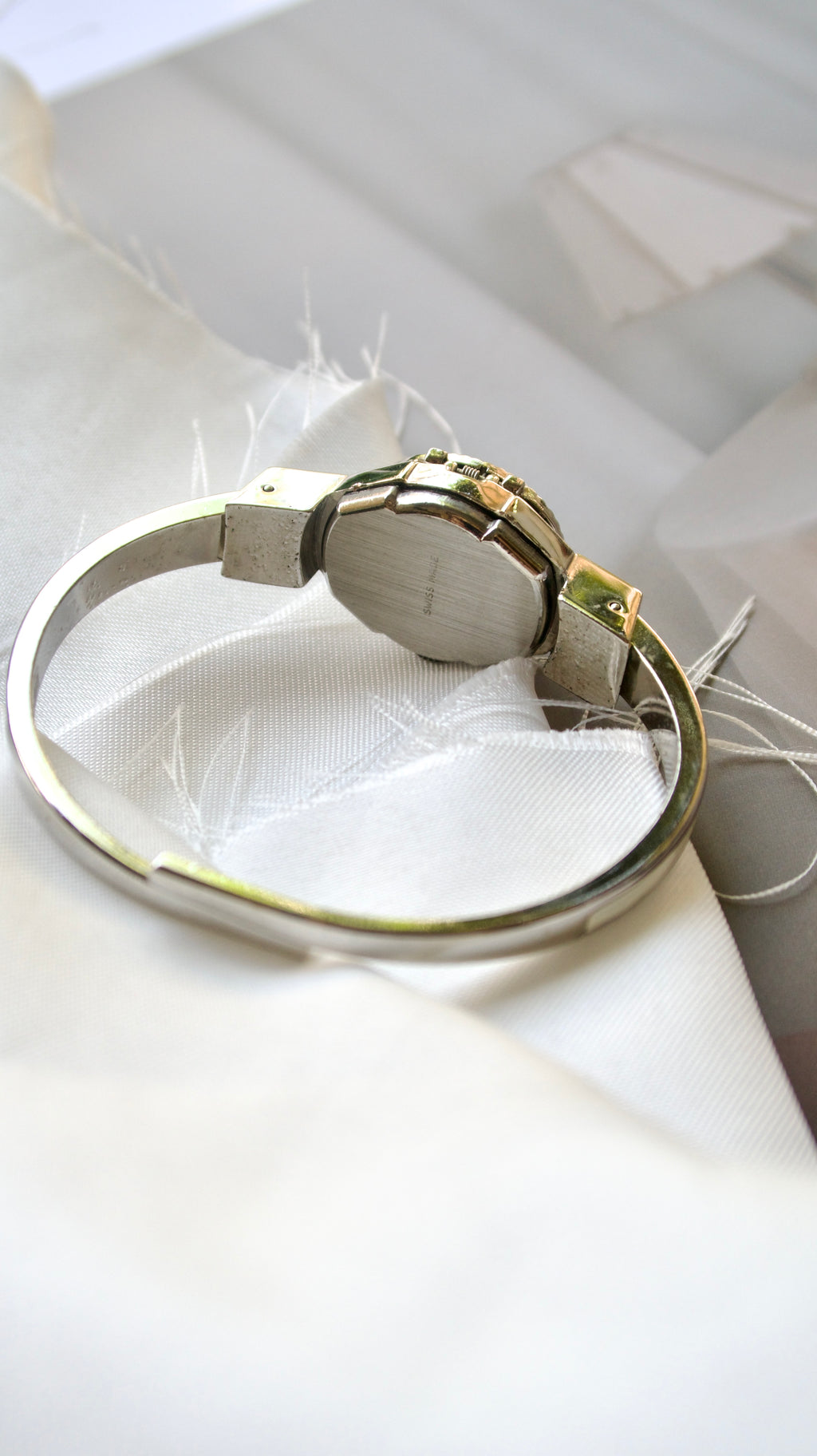 A.M. Silver Bangle with Green Flower Watch