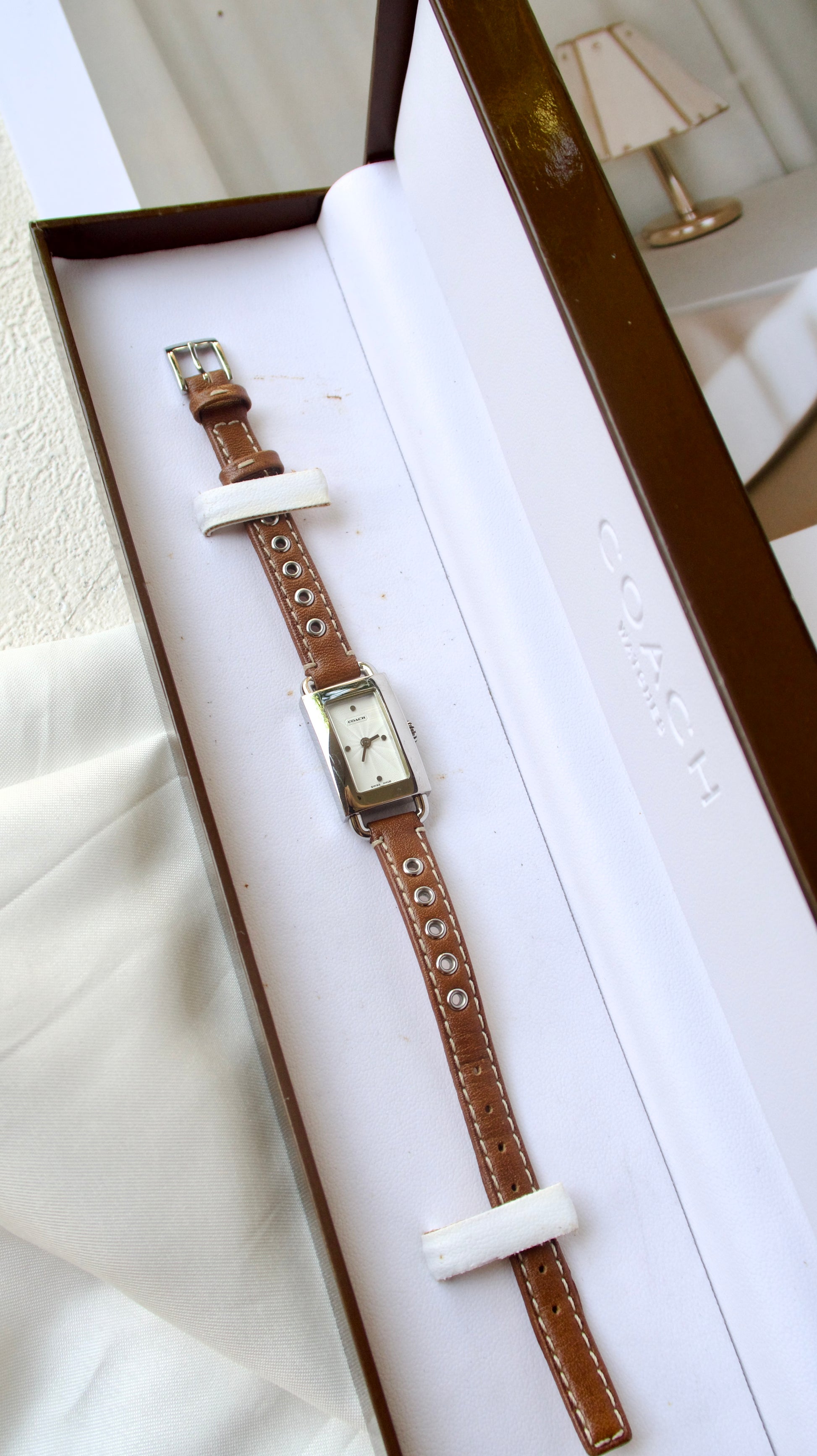 [WITH BOX] CC. Silver Dial with Brown Strap Watch