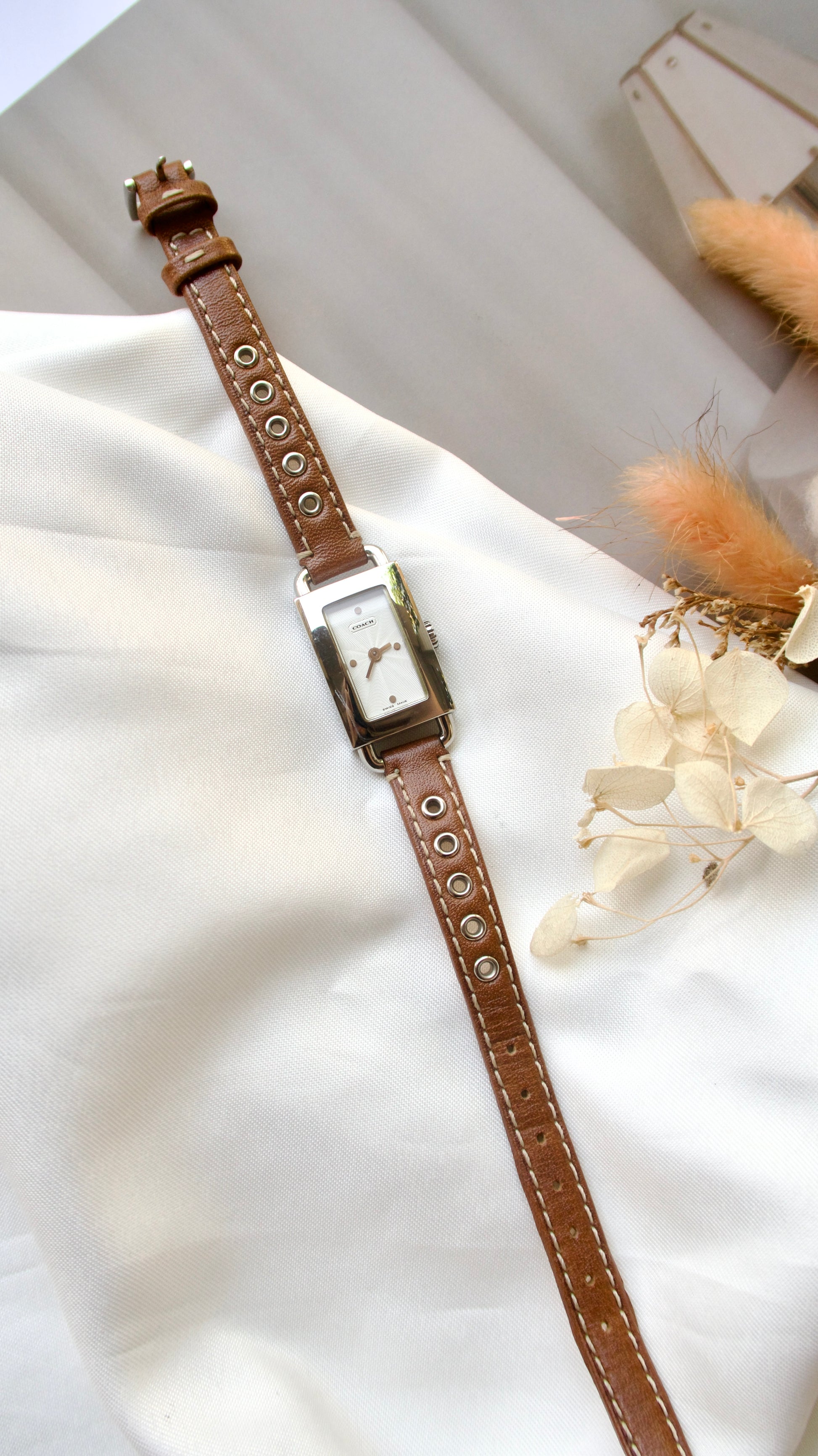 [WITH BOX] CC. Silver Dial with Brown Strap Watch