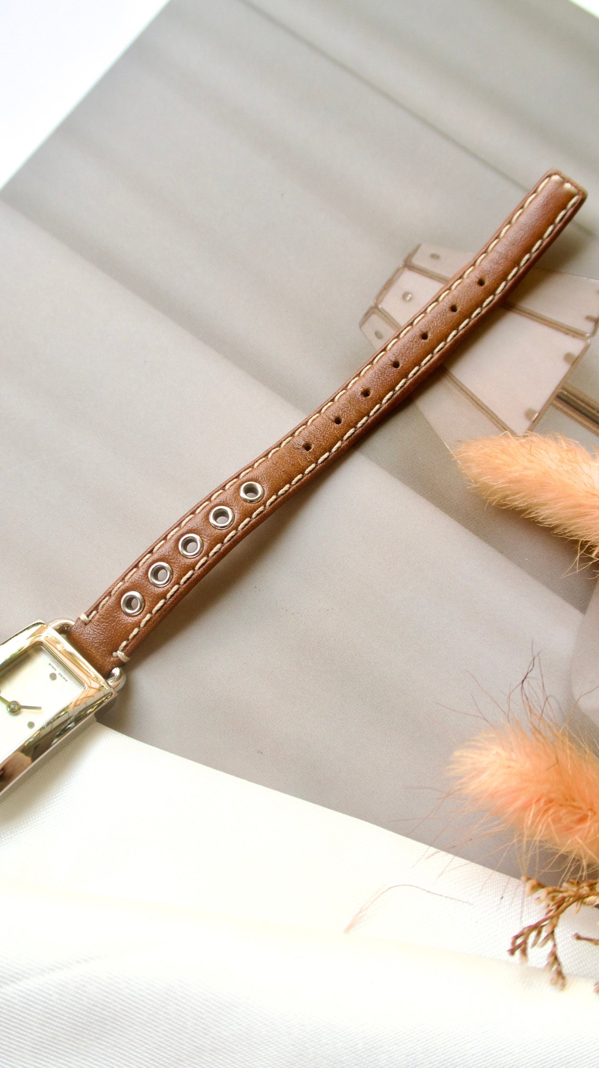 [WITH BOX] CC. Silver Dial with Brown Strap Watch