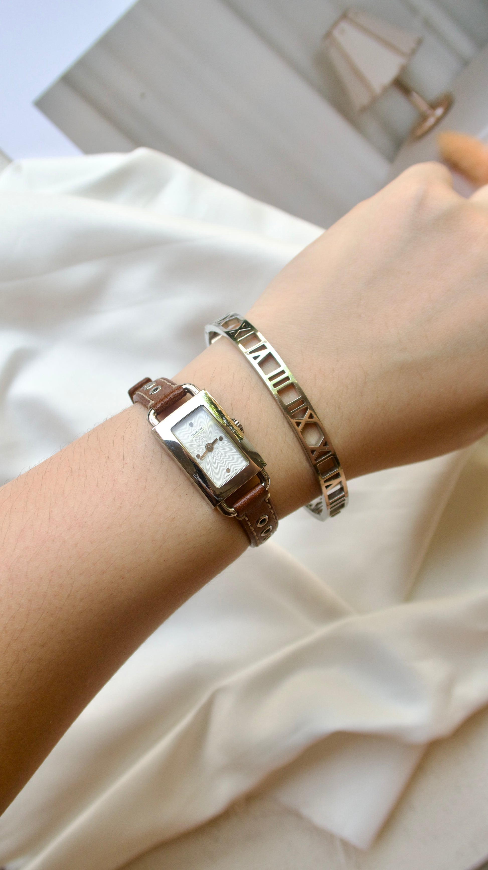 [WITH BOX] CC. Silver Dial with Brown Strap Watch