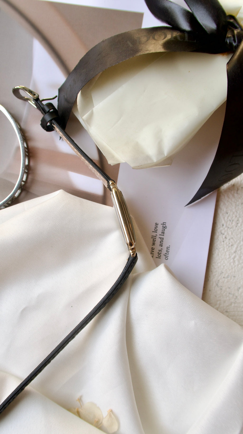 S. Square Gold Dial with Black Leather Strap Watch