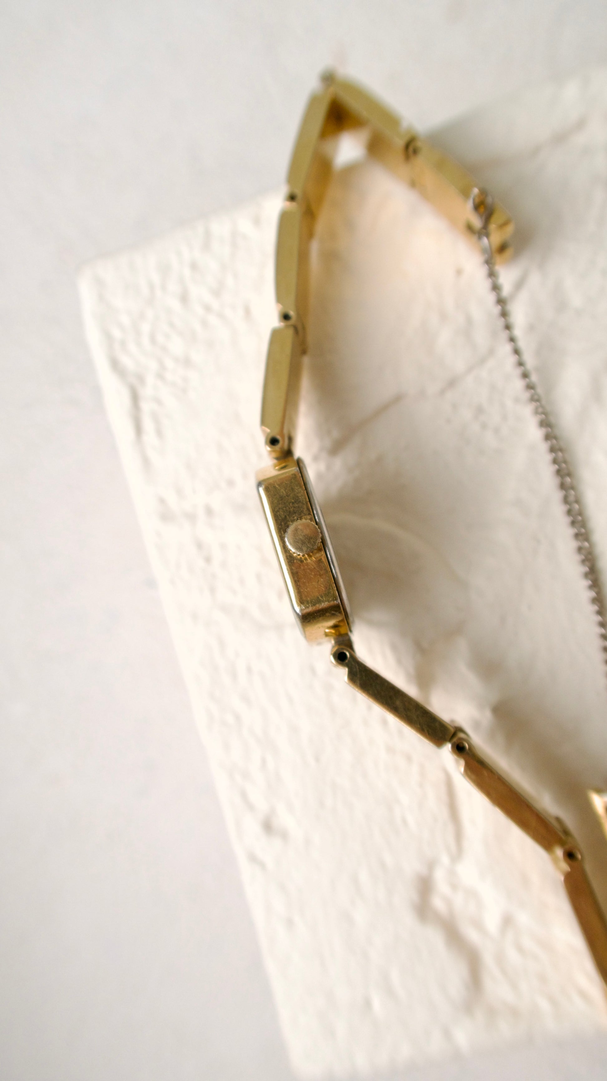 S. Alba Beige Square Chains with White Dial Watch