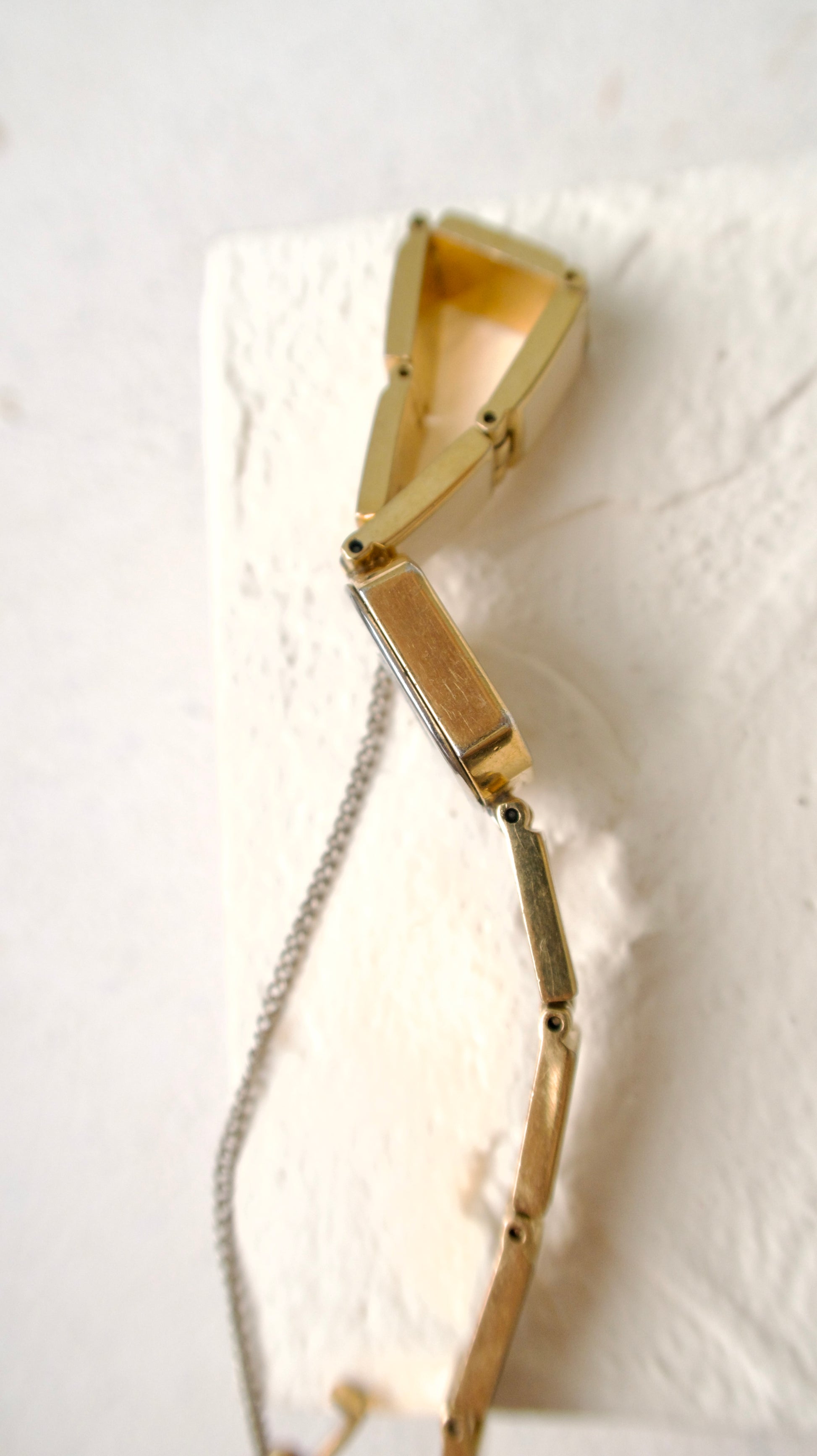 S. Alba Beige Square Chains with White Dial Watch