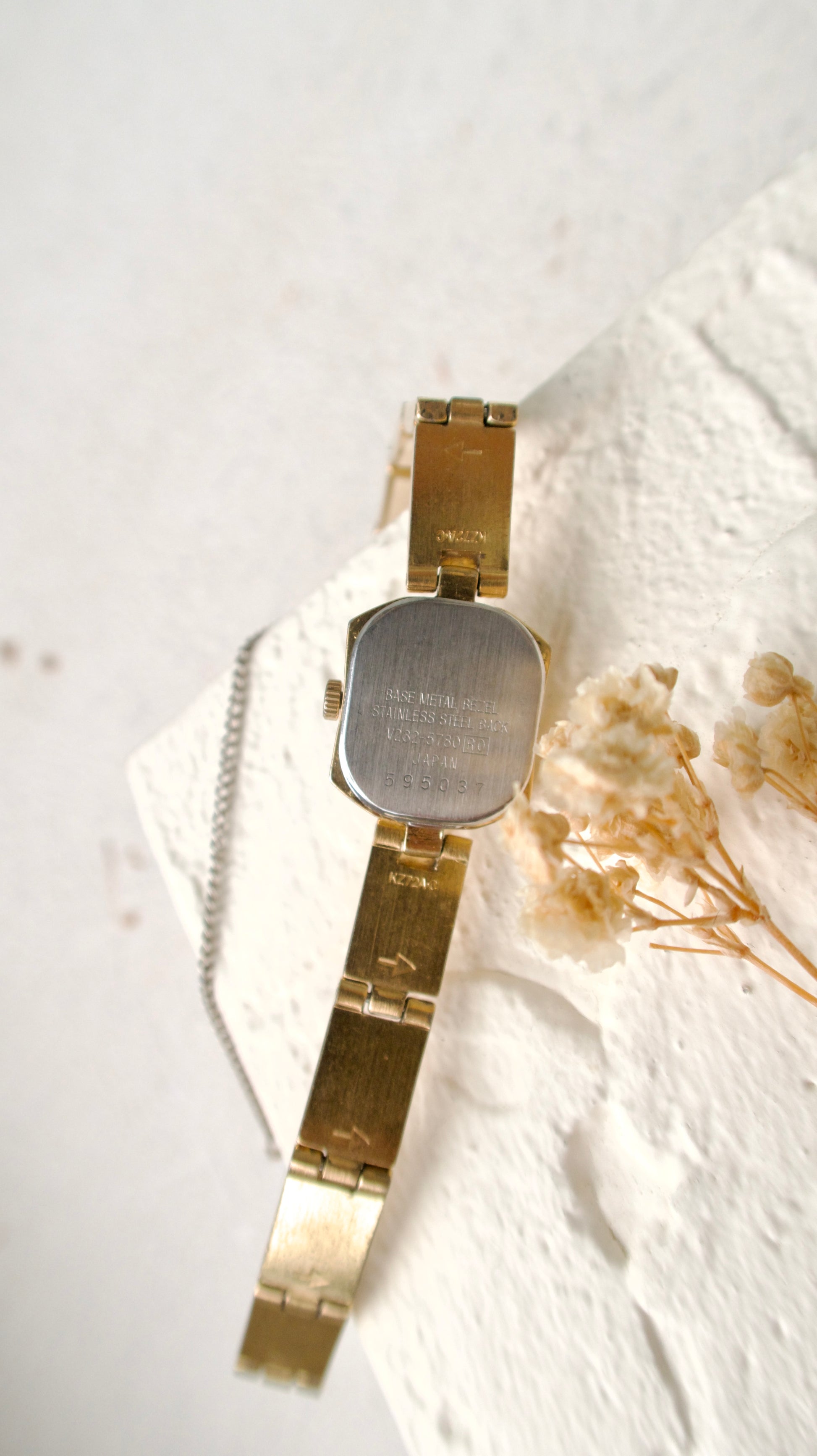 S. Alba Beige Square Chains with White Dial Watch