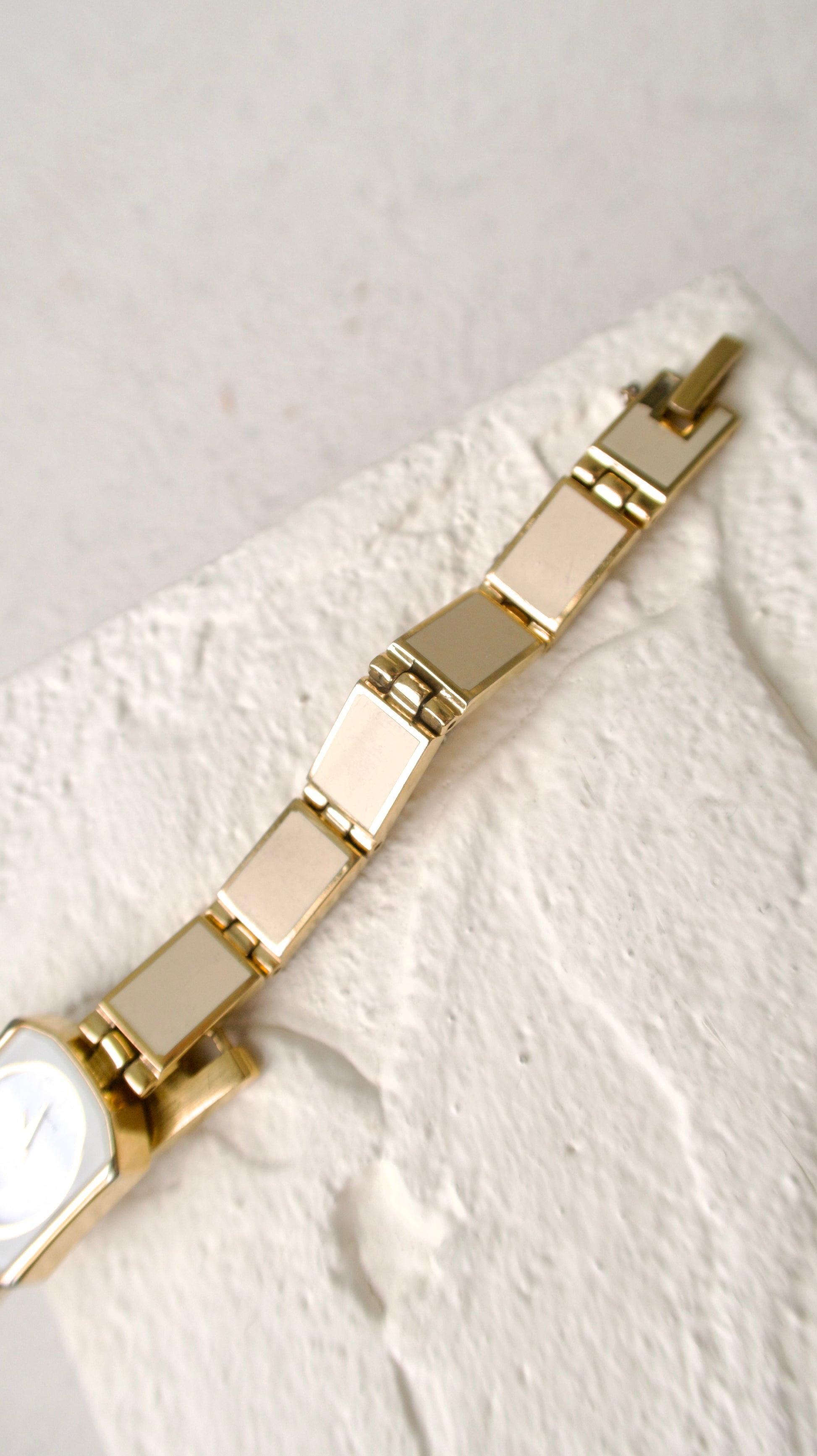 S. Alba Beige Square Chains with White Dial Watch