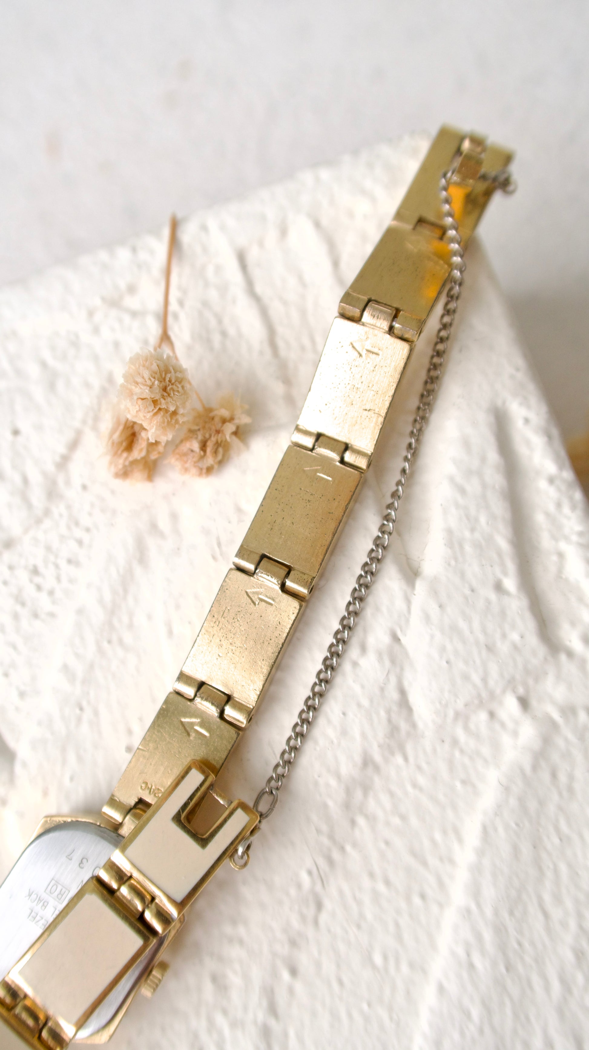 S. Alba Beige Square Chains with White Dial Watch
