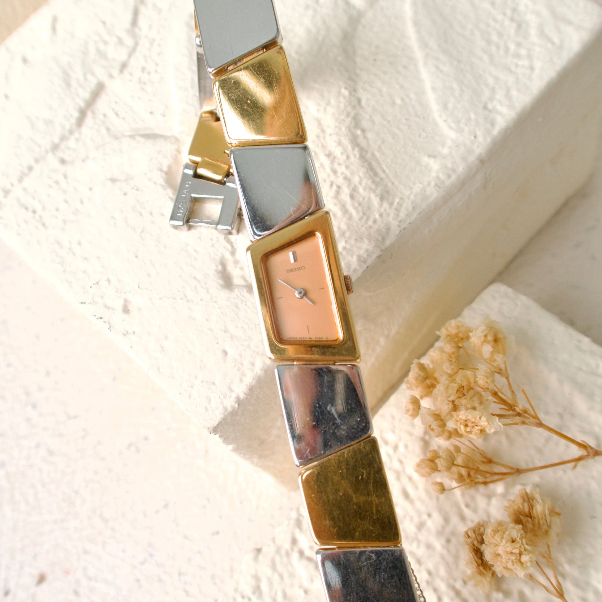 S. Rose Gold Dial with Three Tone Asymmetrical Chain Watch