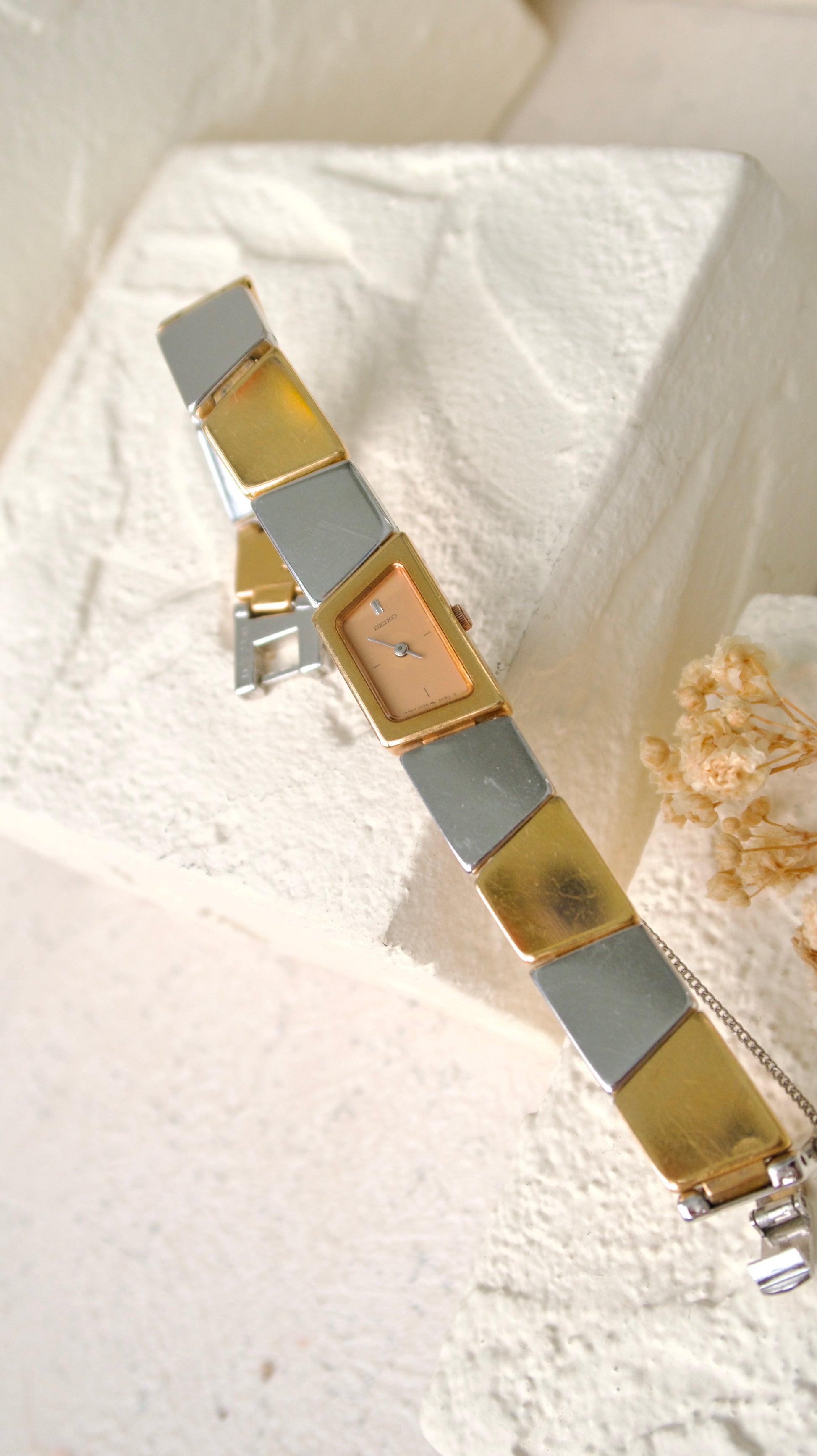S. Rose Gold Dial with Three Tone Asymmetrical Chain Watch