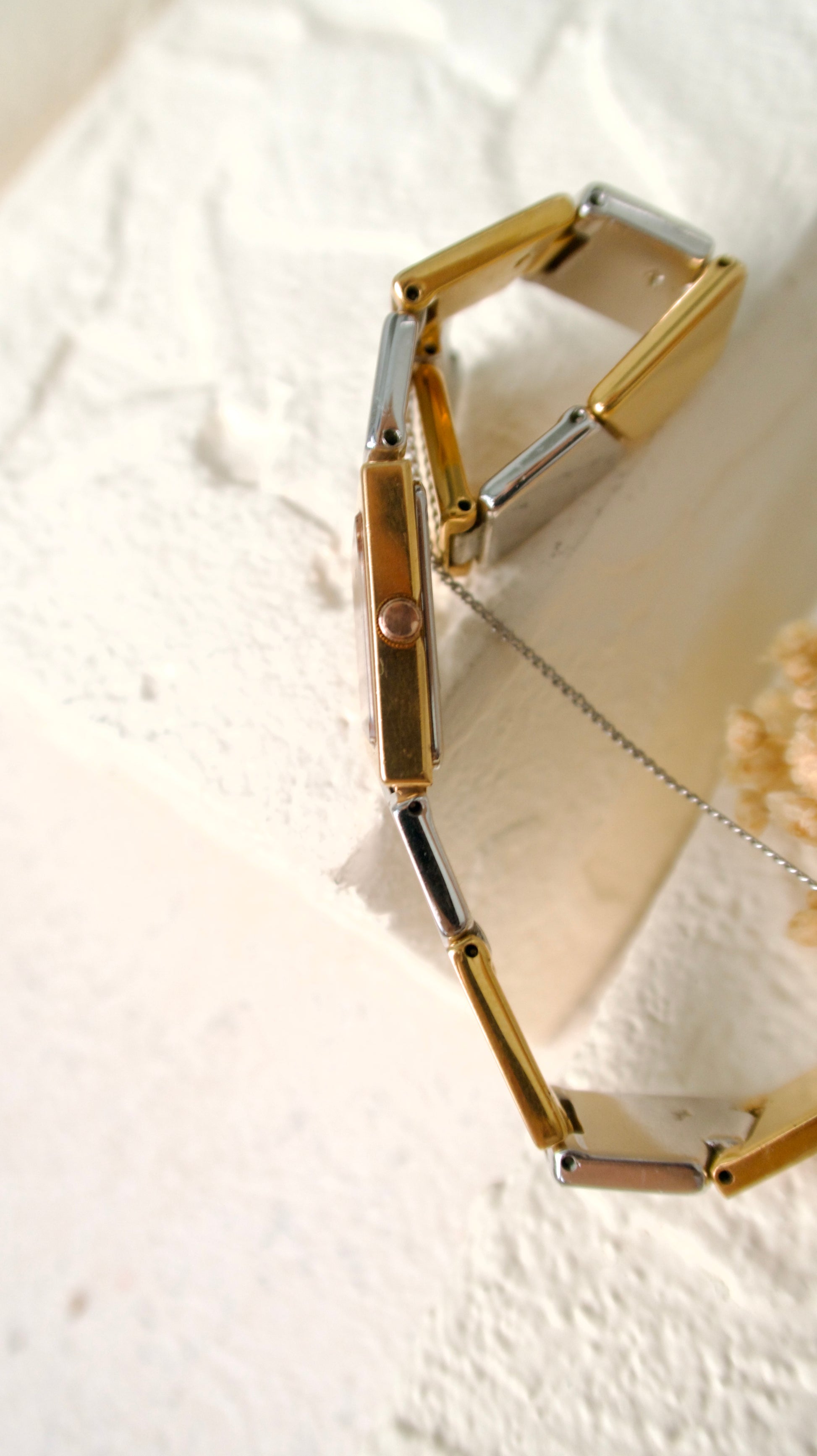 S. Rose Gold Dial with Three Tone Asymmetrical Chain Watch