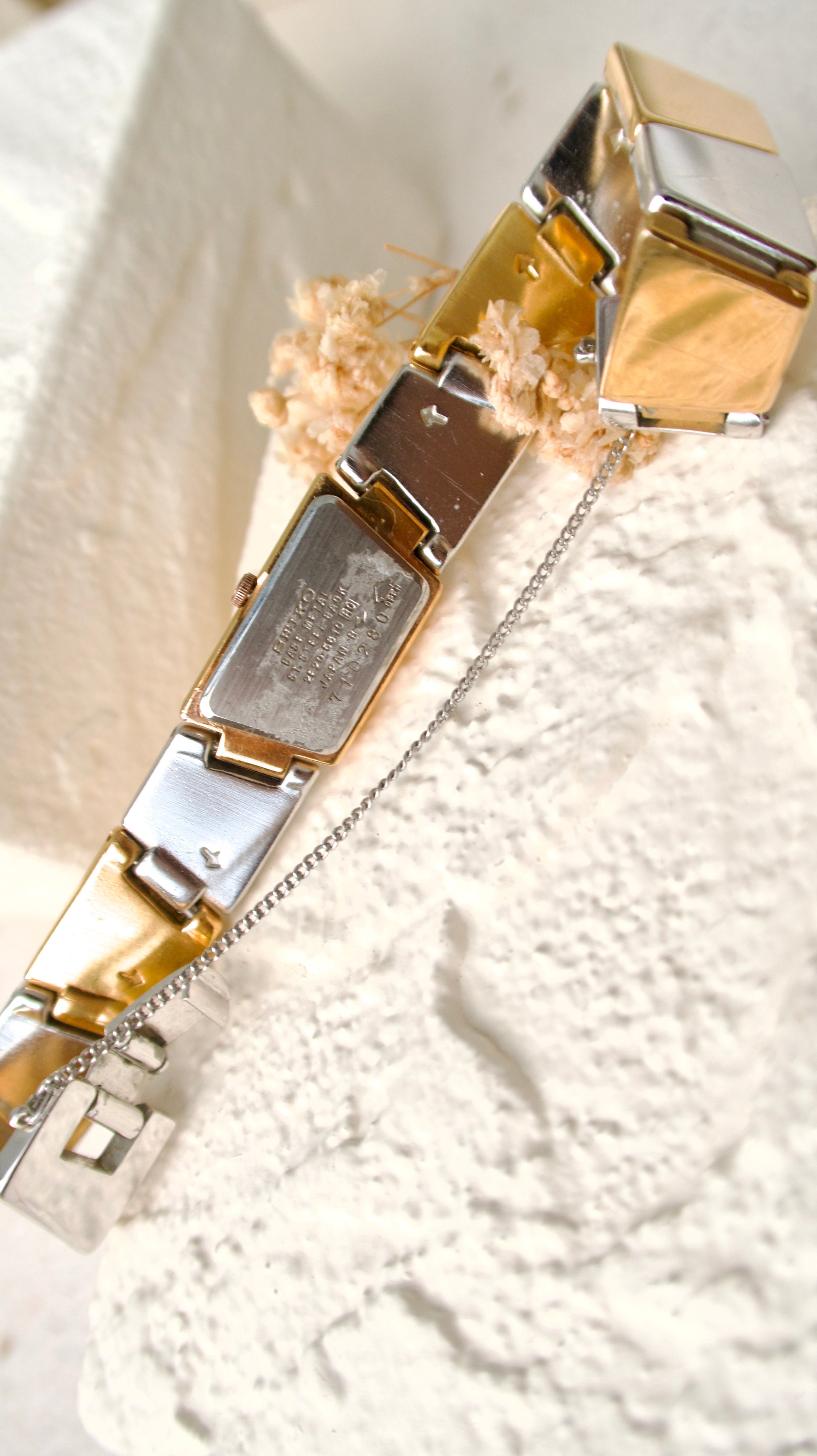 S. Rose Gold Dial with Three Tone Asymmetrical Chain Watch