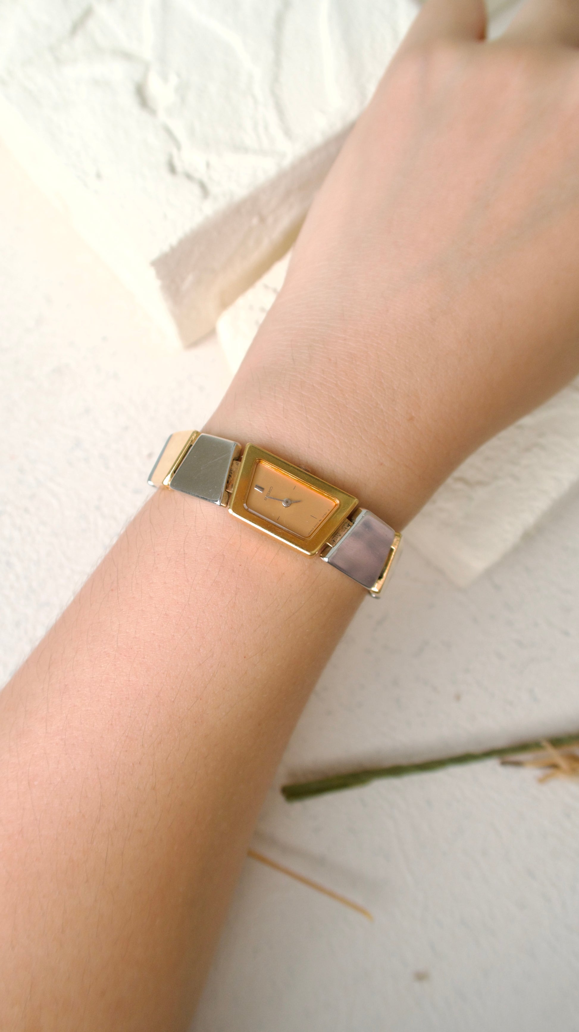 S. Rose Gold Dial with Three Tone Asymmetrical Chain Watch
