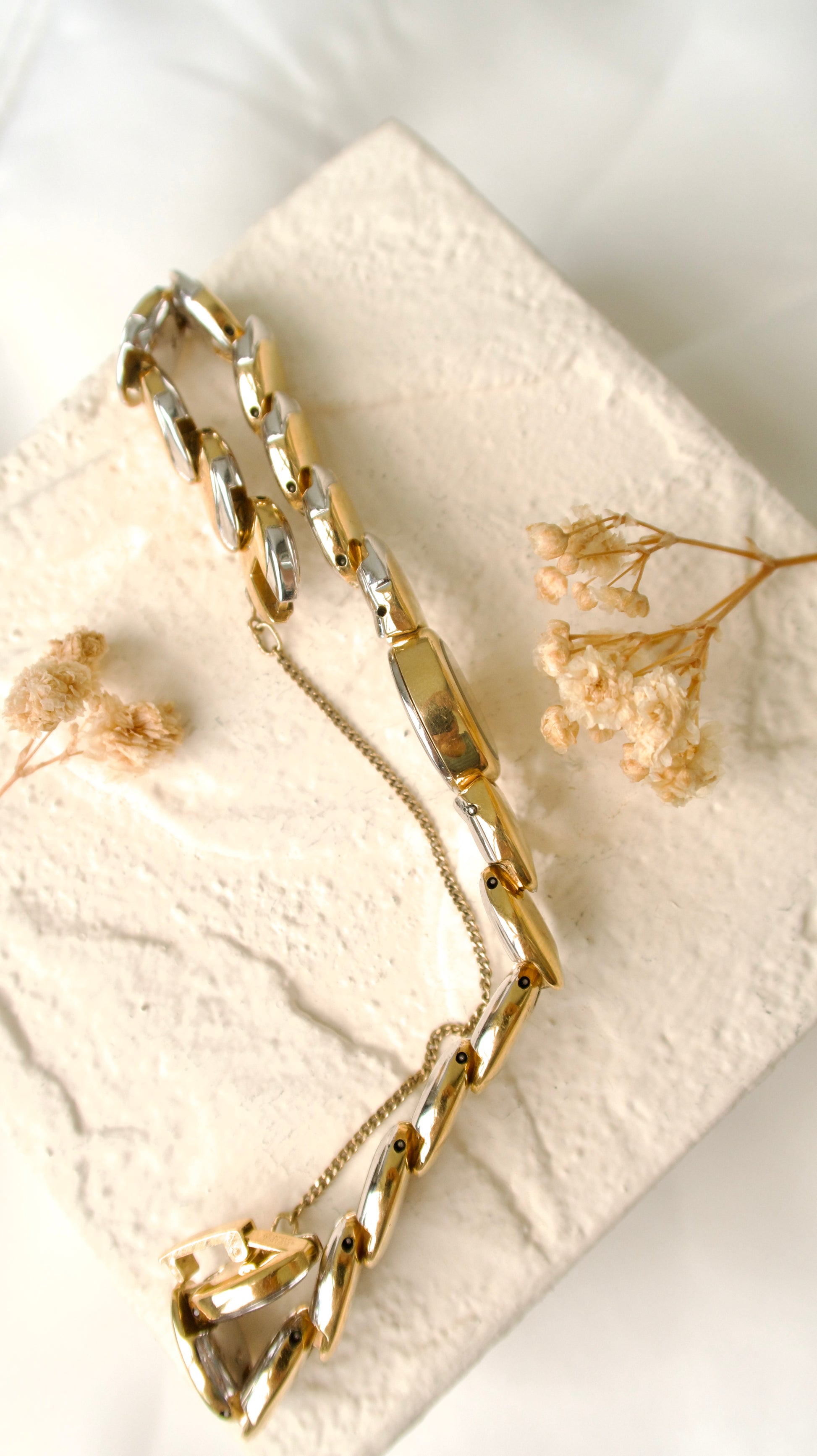 S.  Gold Dial & Oval Chain Watch