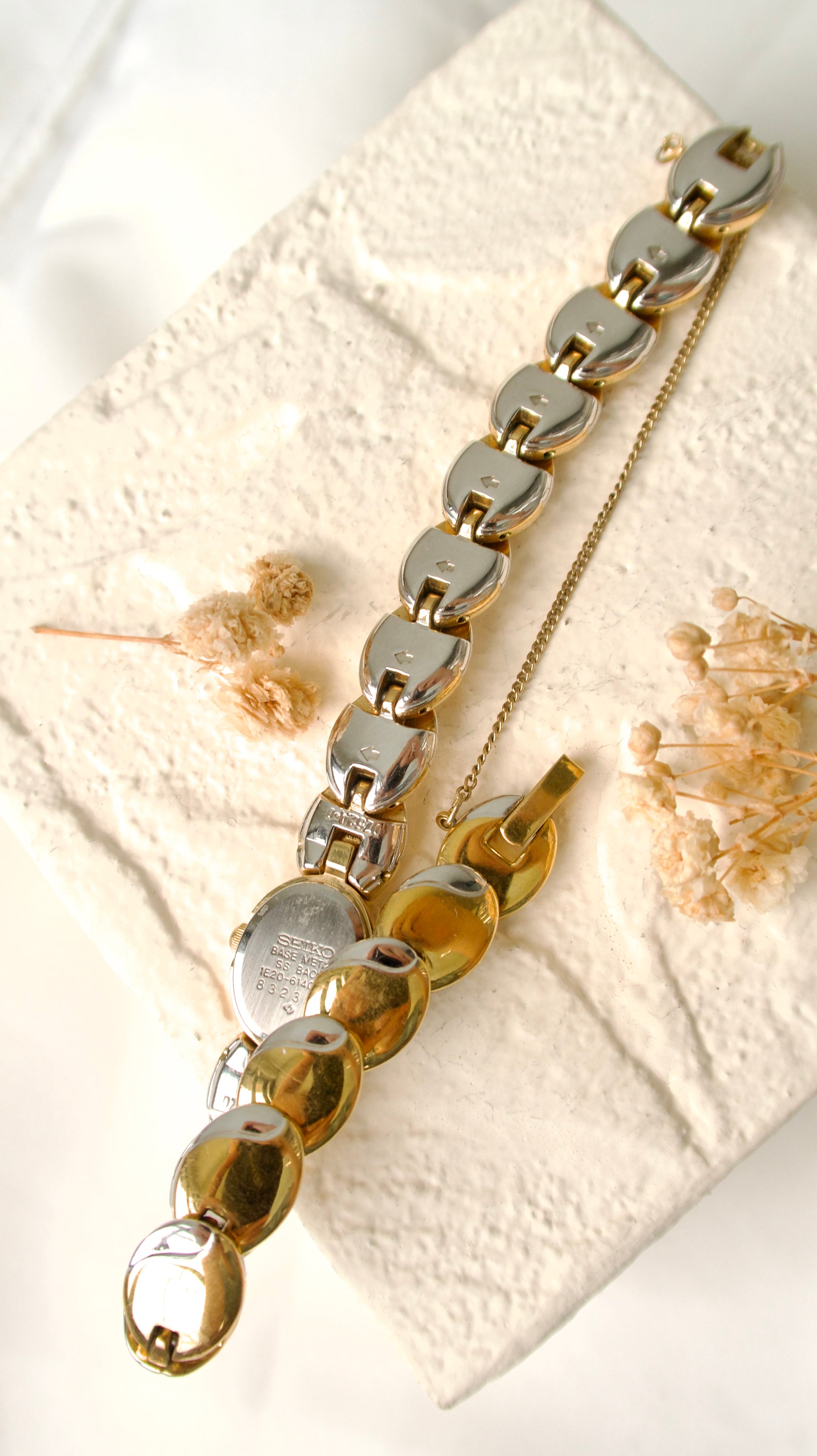 S.  Gold Dial & Oval Chain Watch