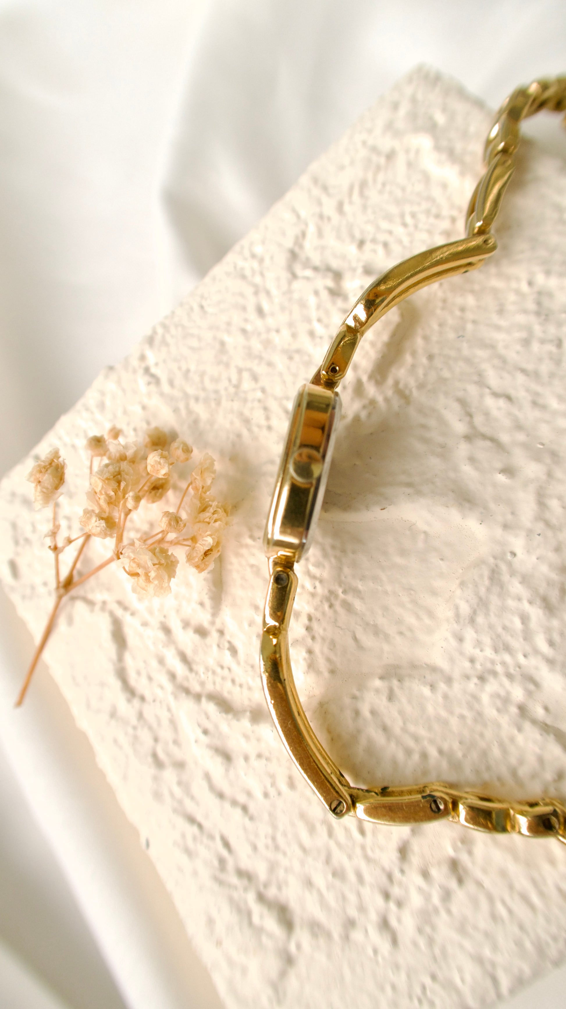 S. Square Gold Dial with Gold Chain Watch