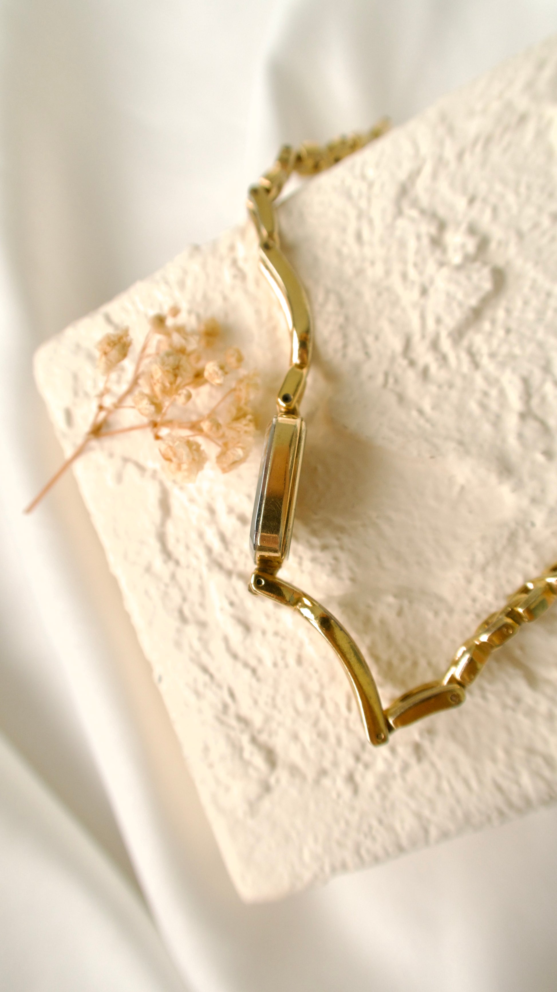 S. Square Gold Dial with Gold Chain Watch