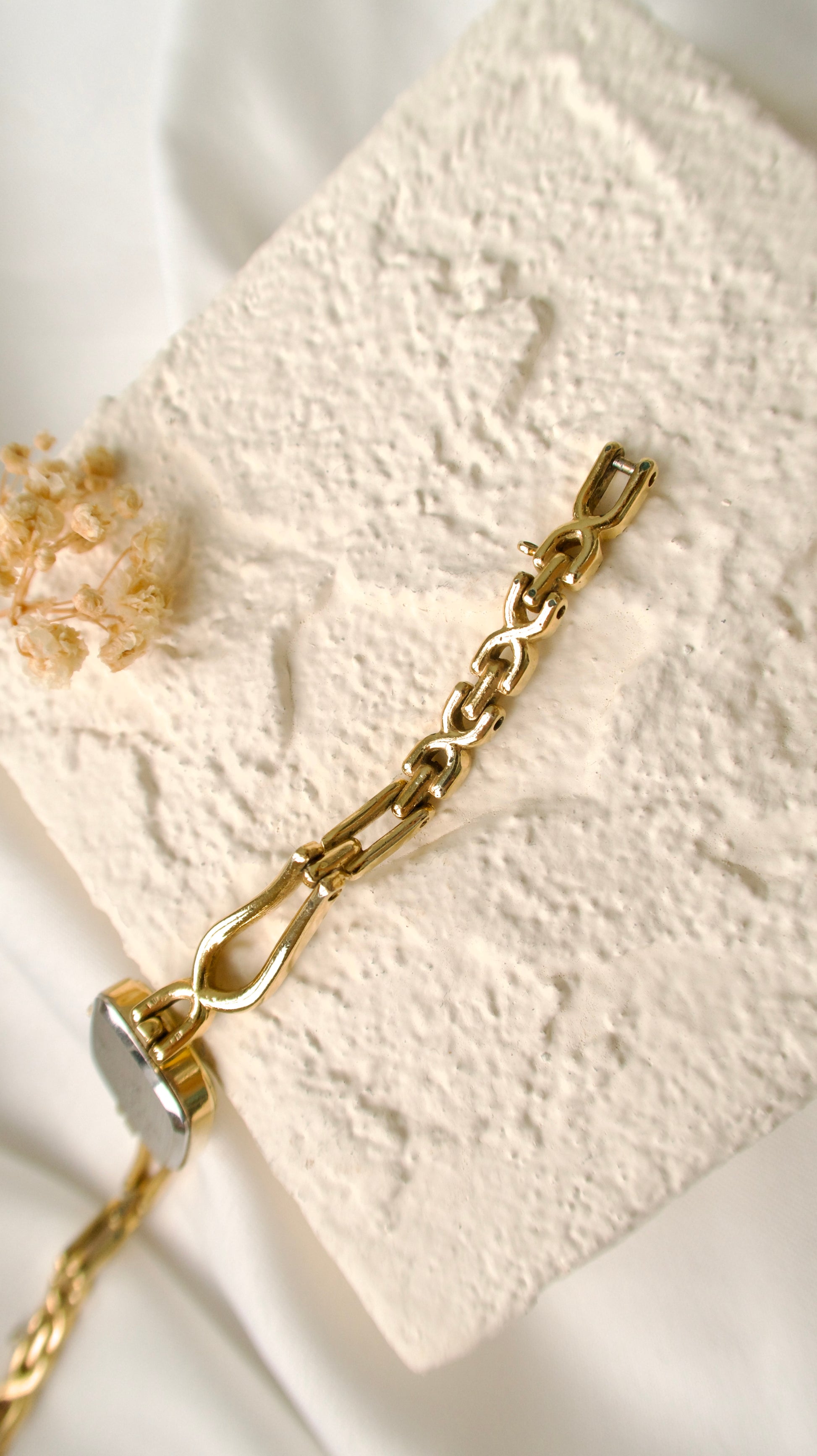 S. Square Gold Dial with Gold Chain Watch
