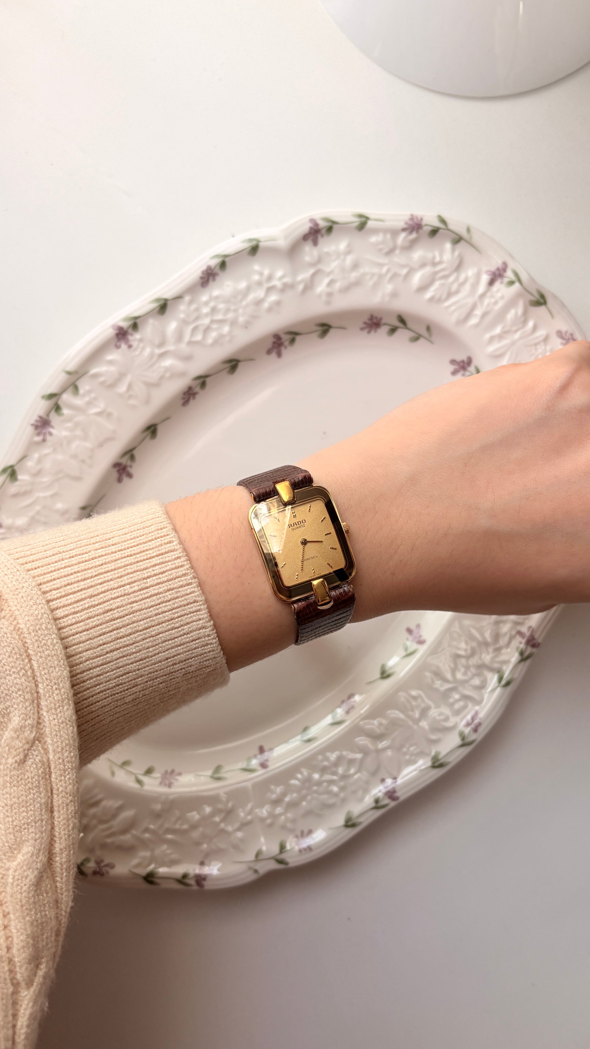 RD. Florence Gold Square Dial with Brown Strap Watch