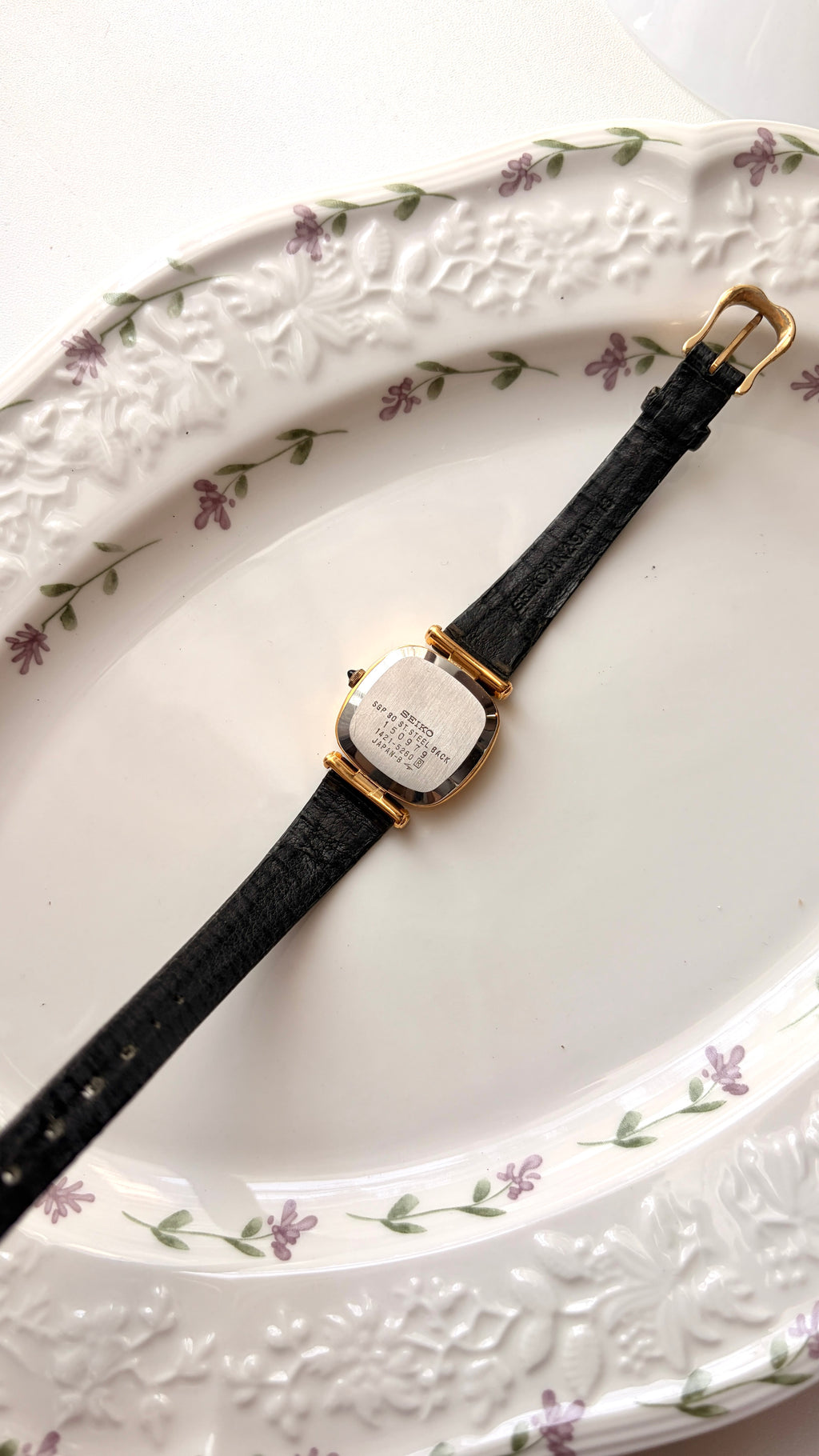 S. Exceline White Square Roman Dial Black Strap Watch