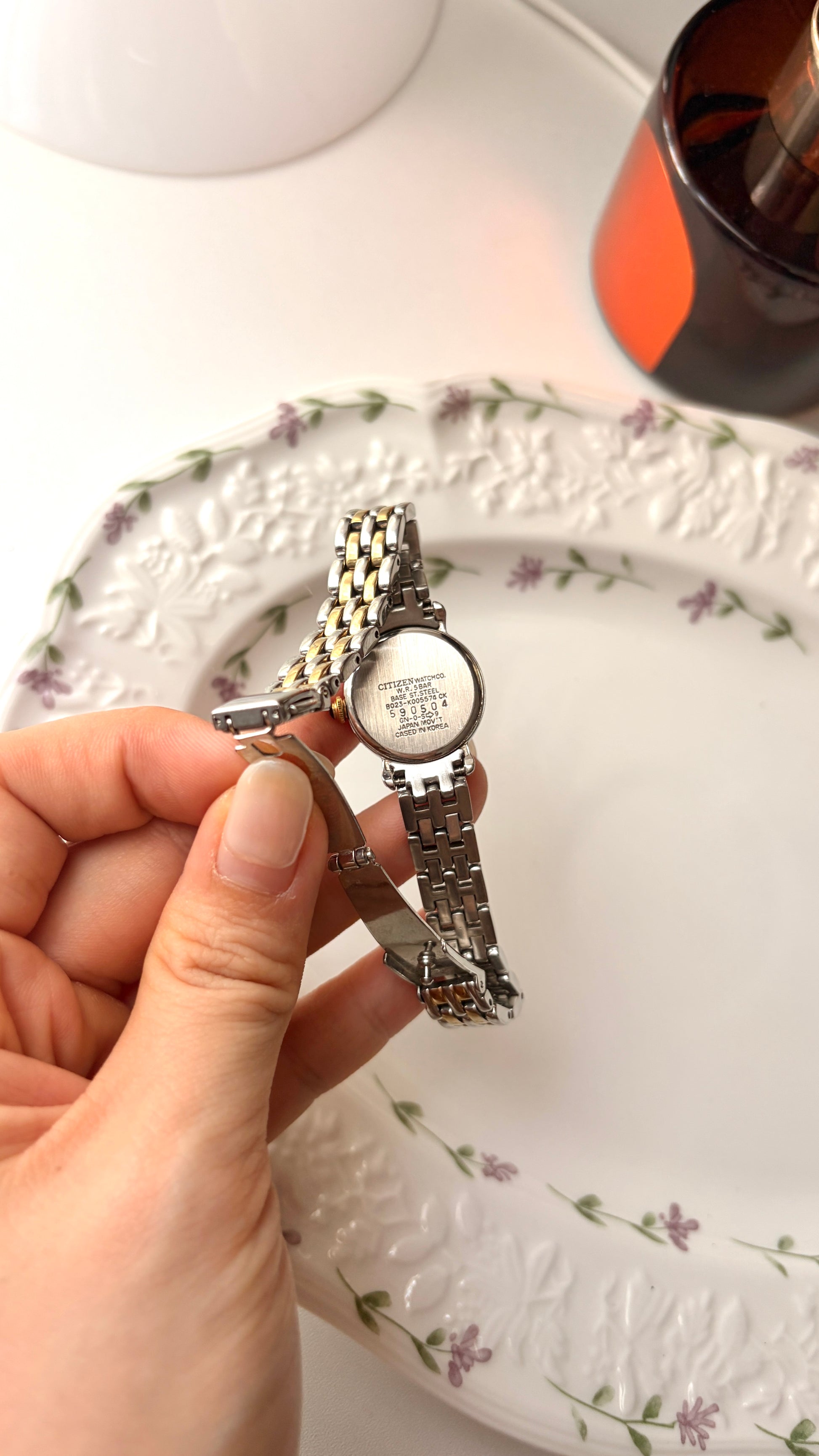 Ctz. Eco Drive MOP Round Dial Two Tone Chain Watch