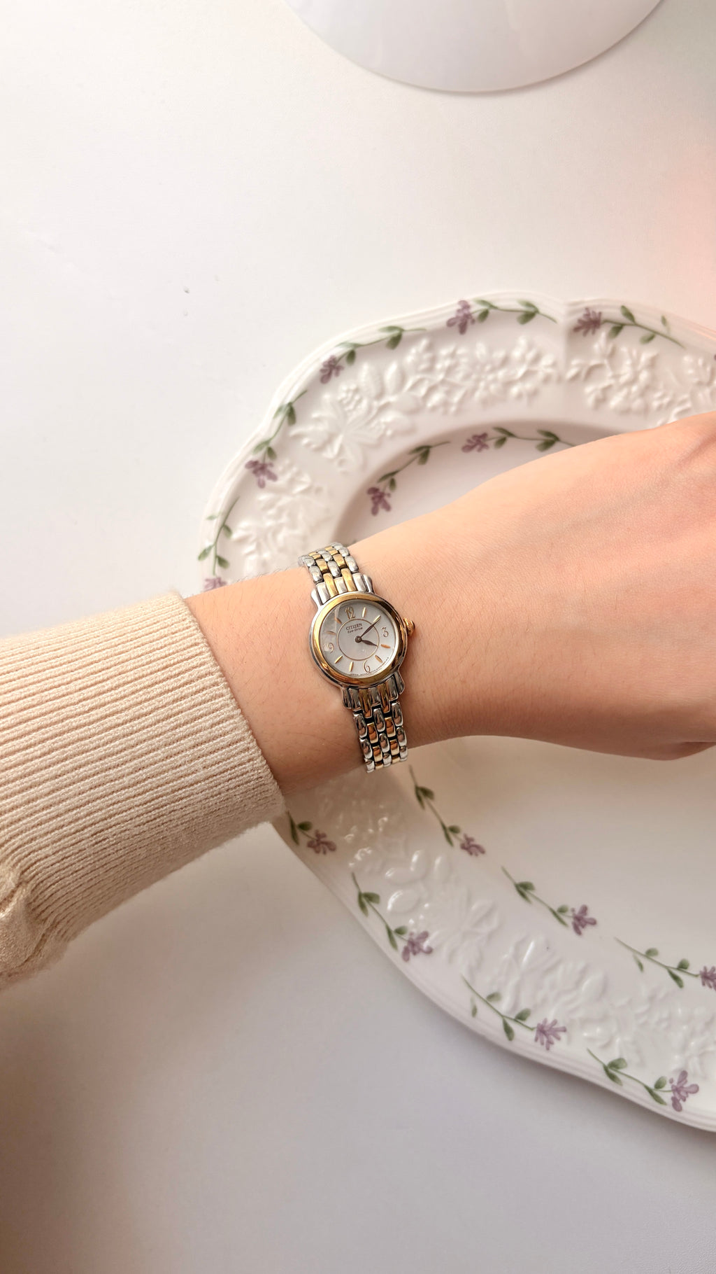 Ctz. Eco Drive MOP Round Dial Two Tone Chain Watch