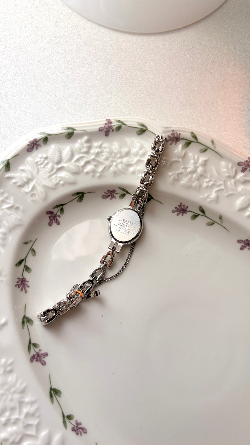 S. Tisse White Oval Dial Silver Chain Watch