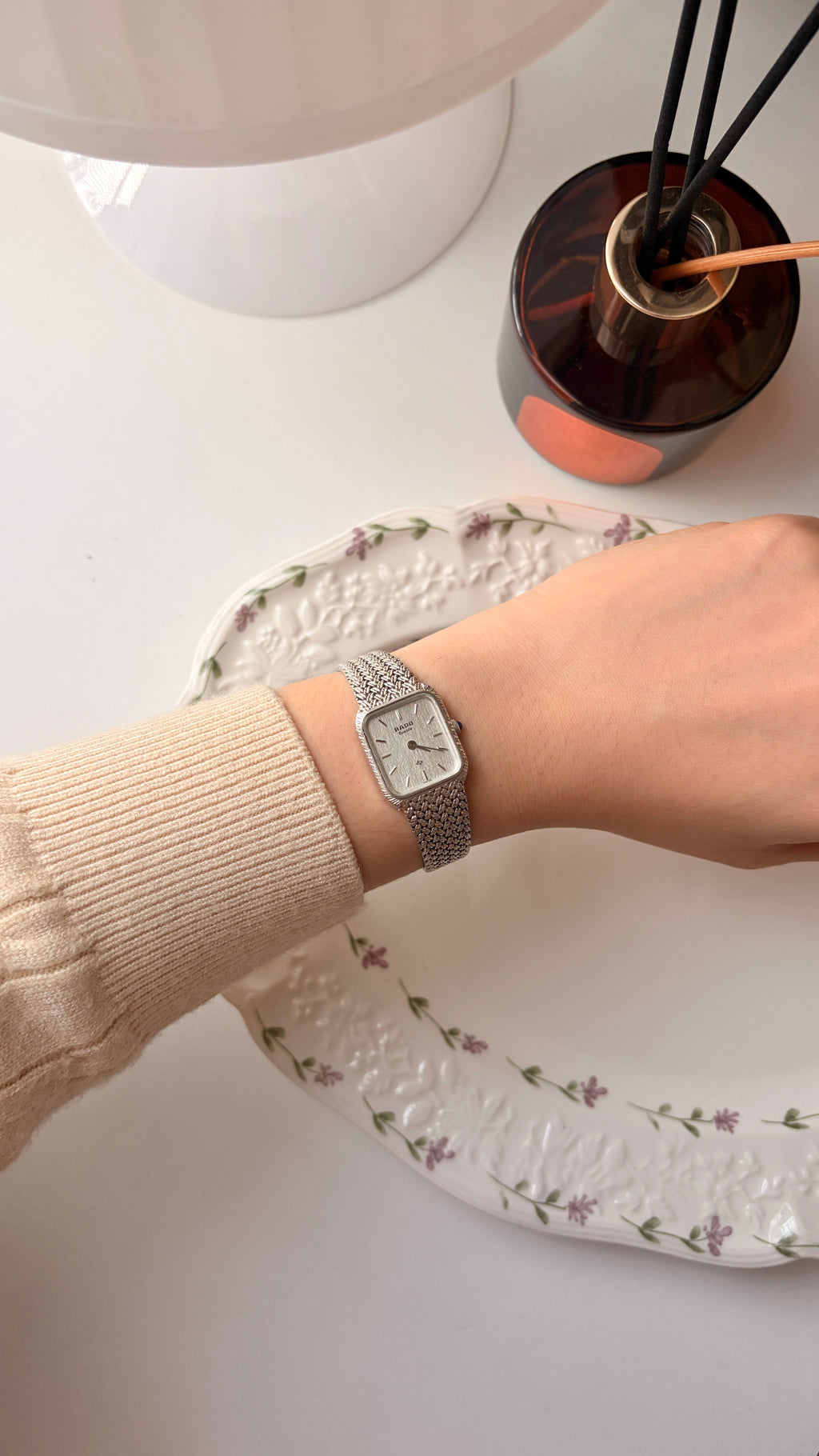 RD. Elegance Silver Square Dial Silver Chain Watch