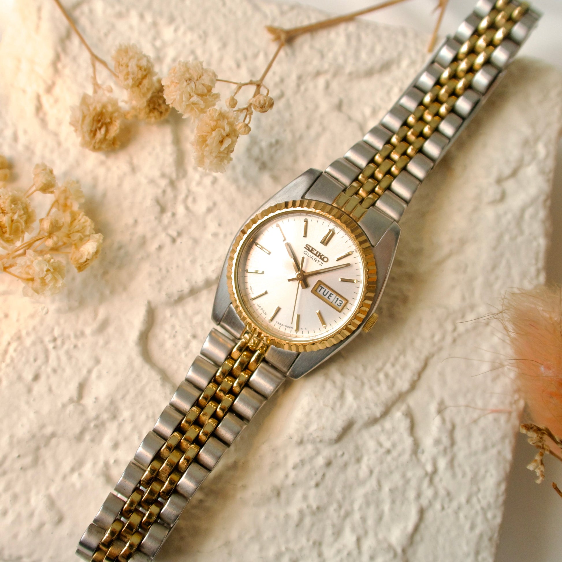 S. Daydate Round Dial with Two Tone Chain Watch