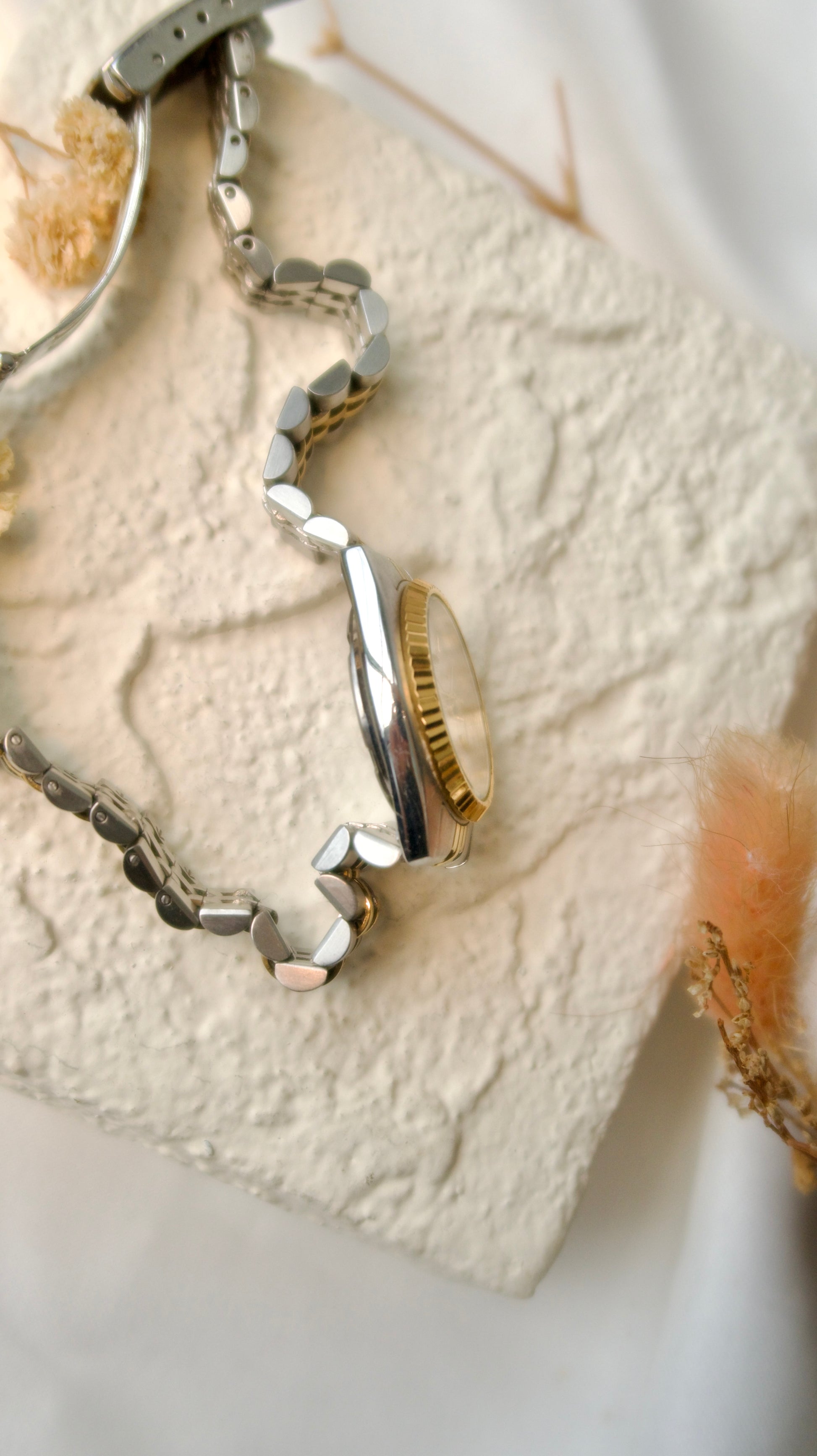 S. Daydate Round Dial with Two Tone Chain Watch