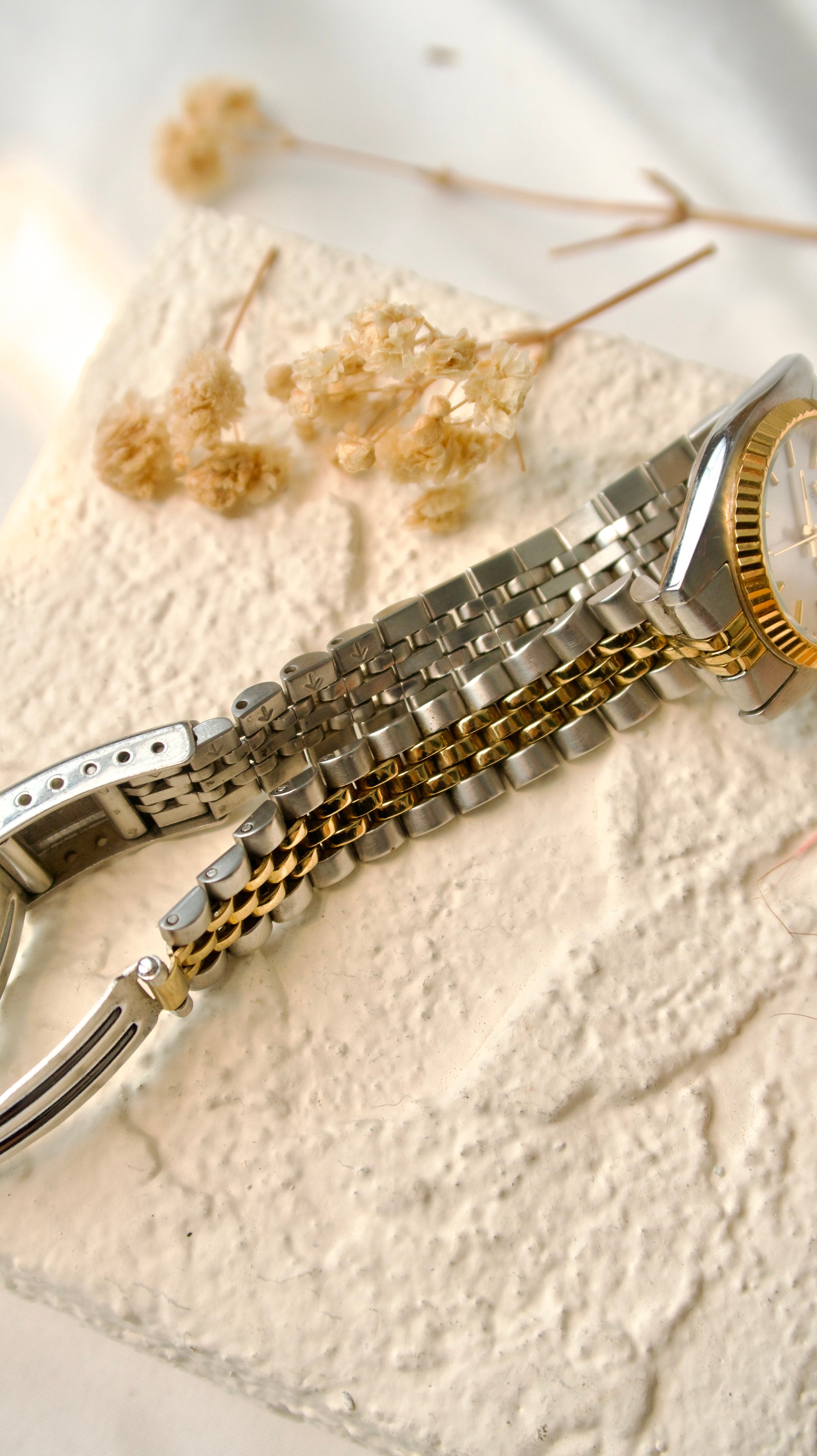 S. Daydate Round Dial with Two Tone Chain Watch