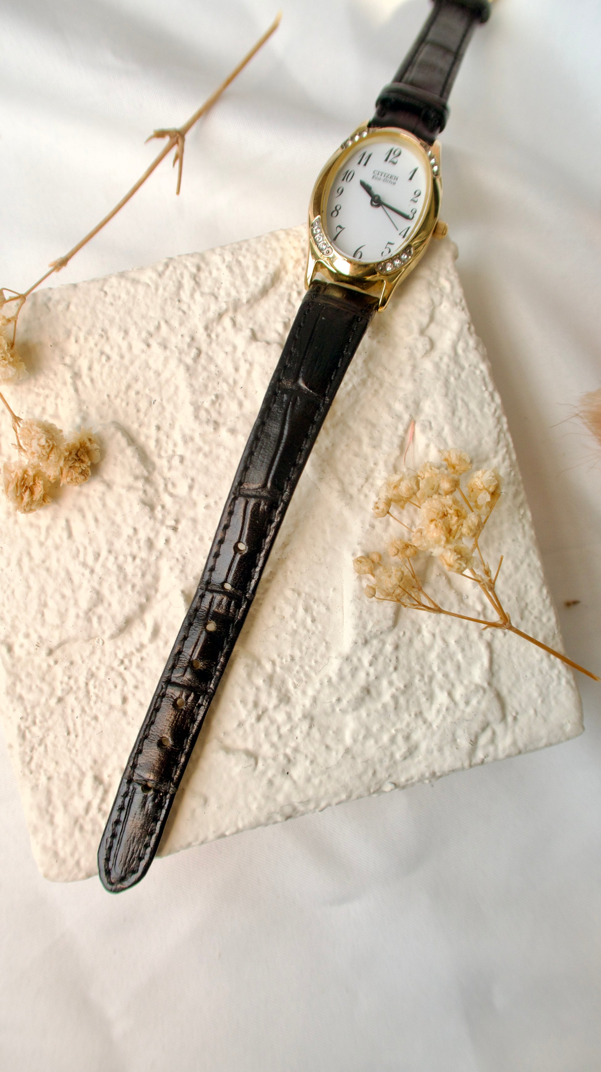 CTZ. Oval White Dial with Black Strap Watch