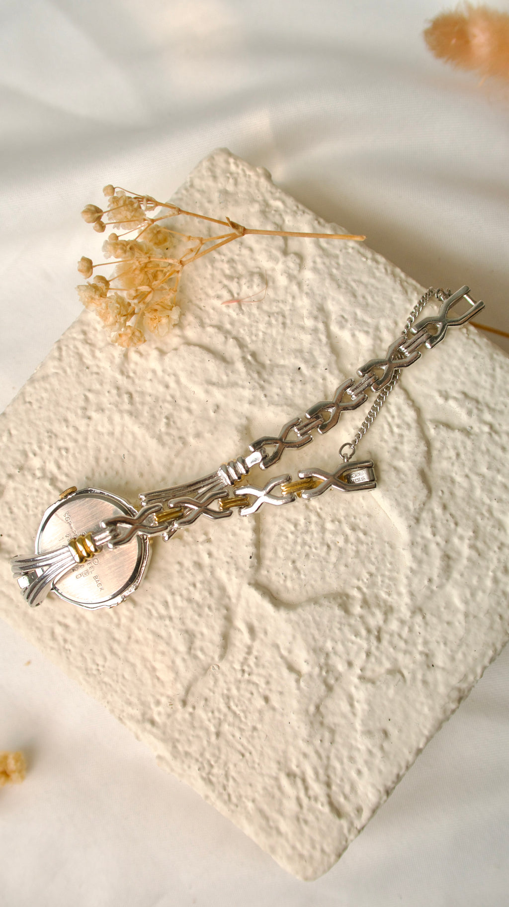 S. Oblong Silver Dial with Silver Chain Watch