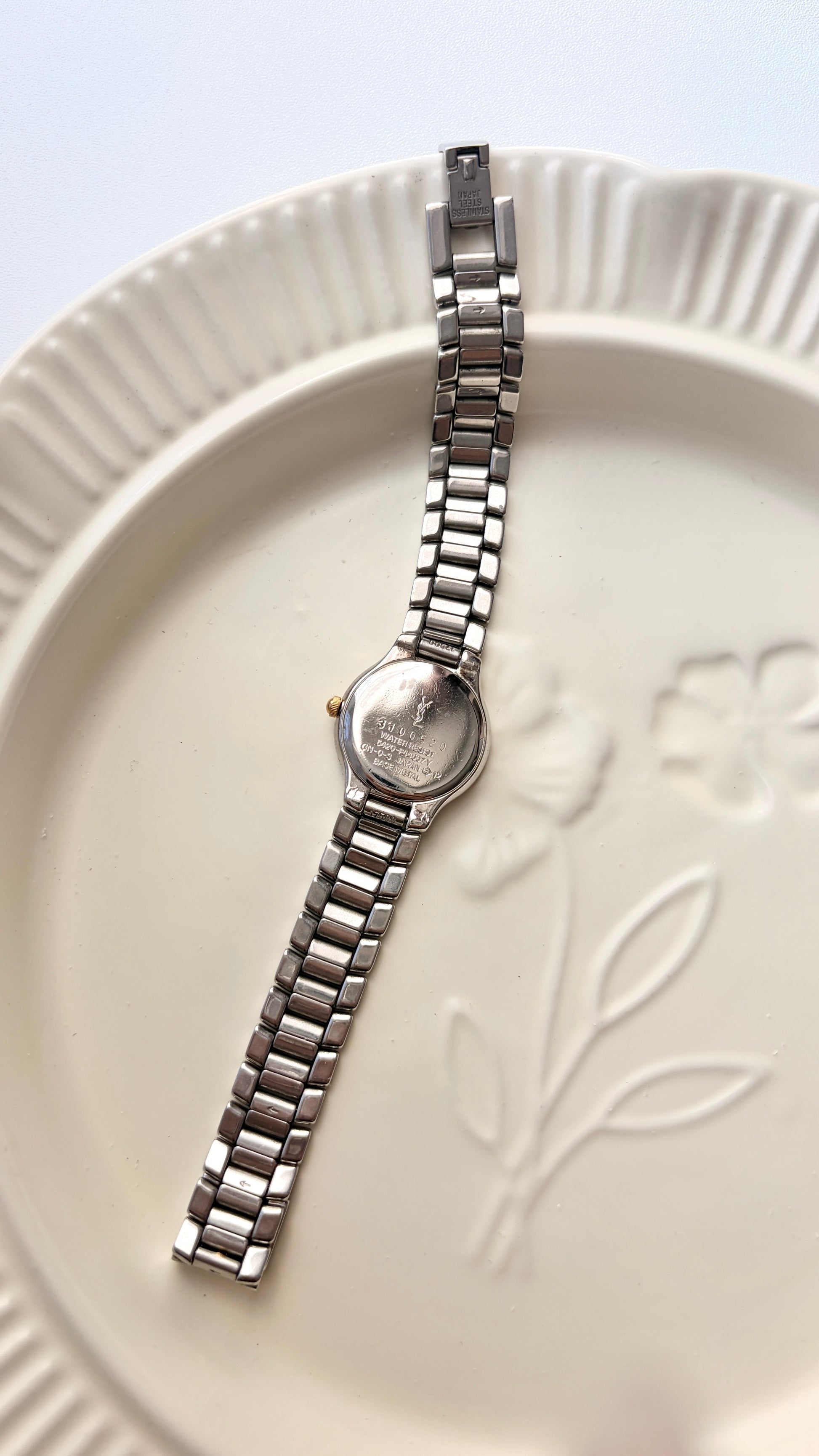 YS L Beige Round Dial with Two Tone Chain Watch
