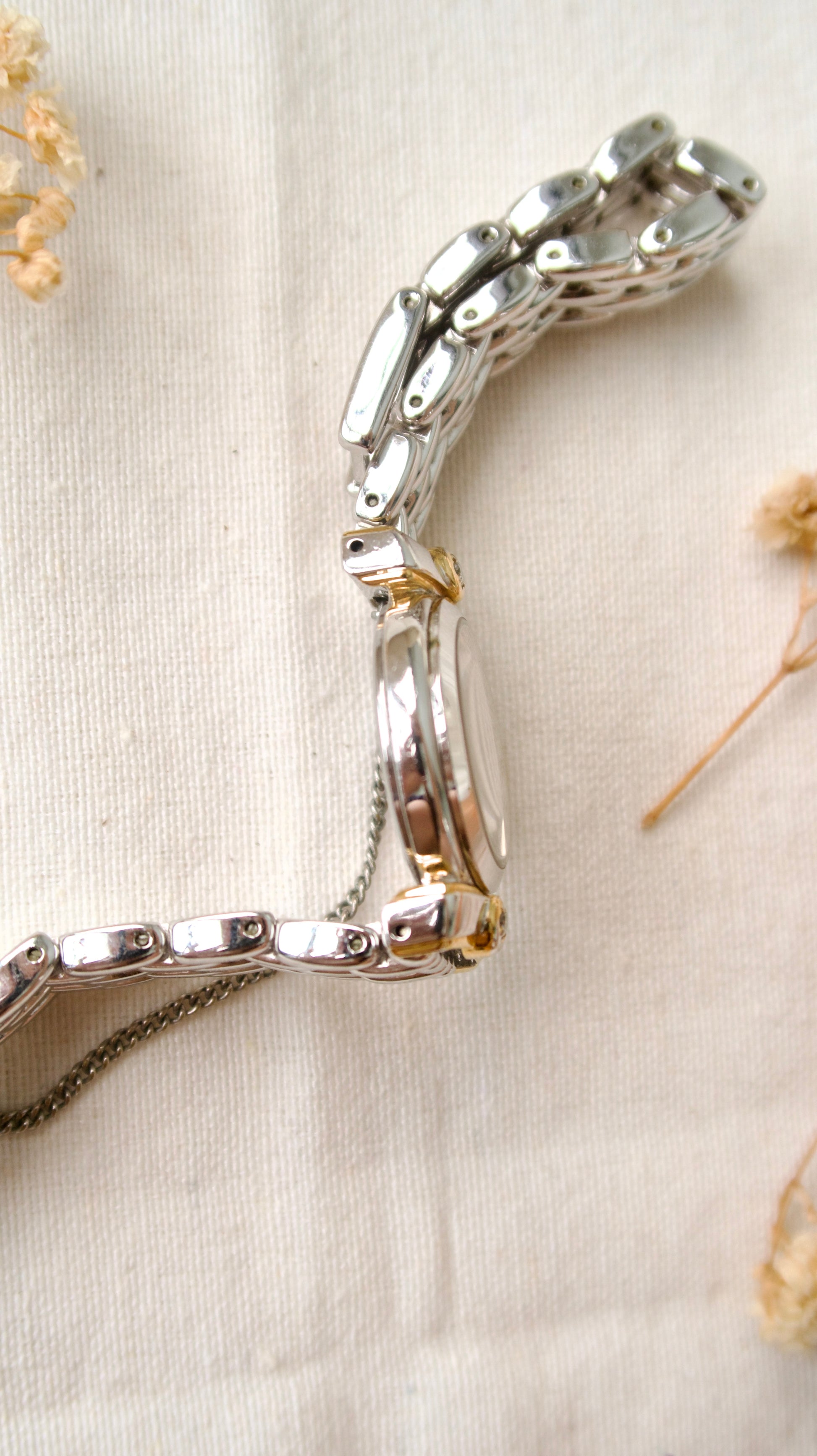 LANCETTI Milano Round White MOP Dial with Silver Chain Watch