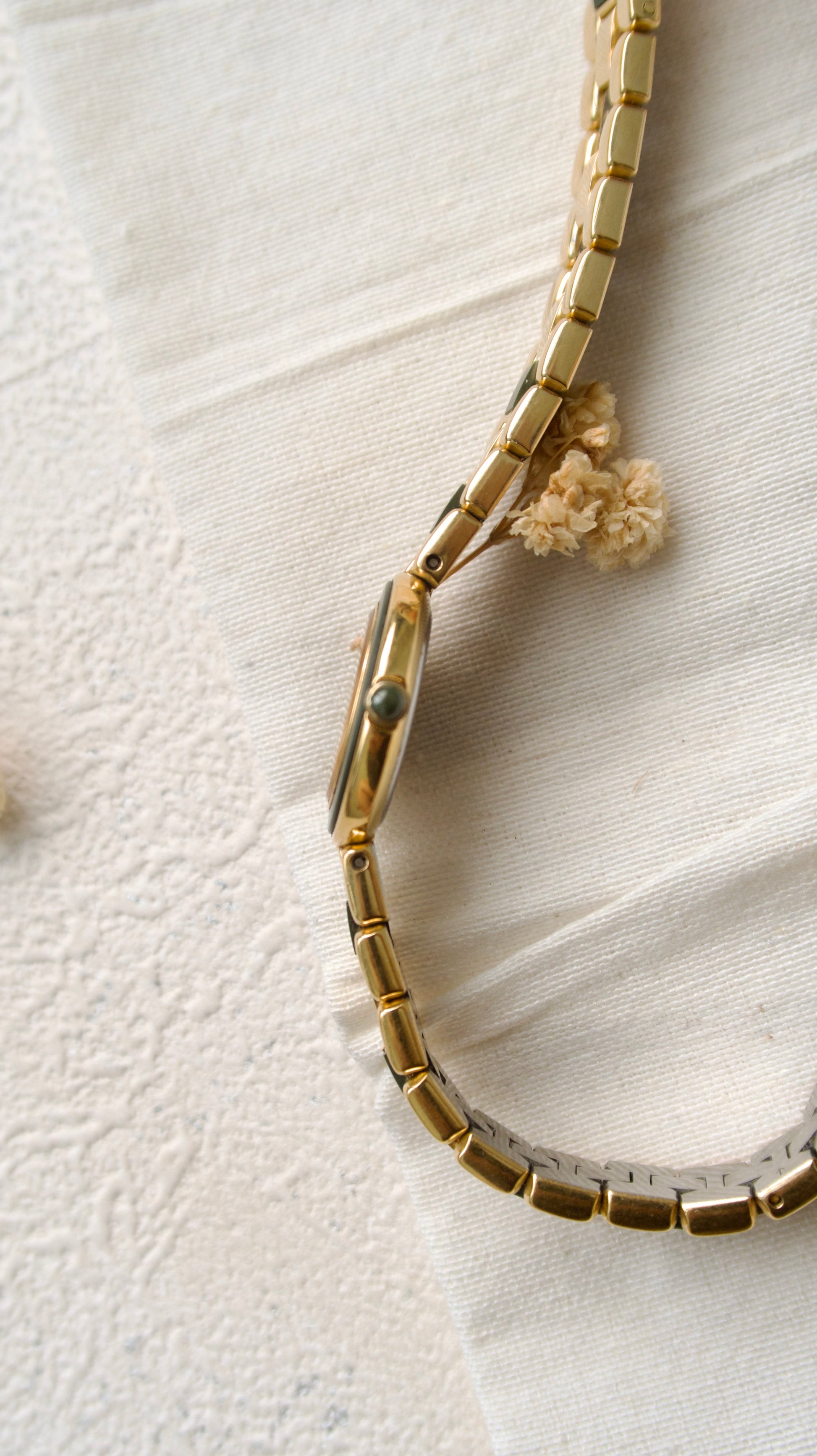 S. Lassale White Round Dial with Gold Green Chain Watch