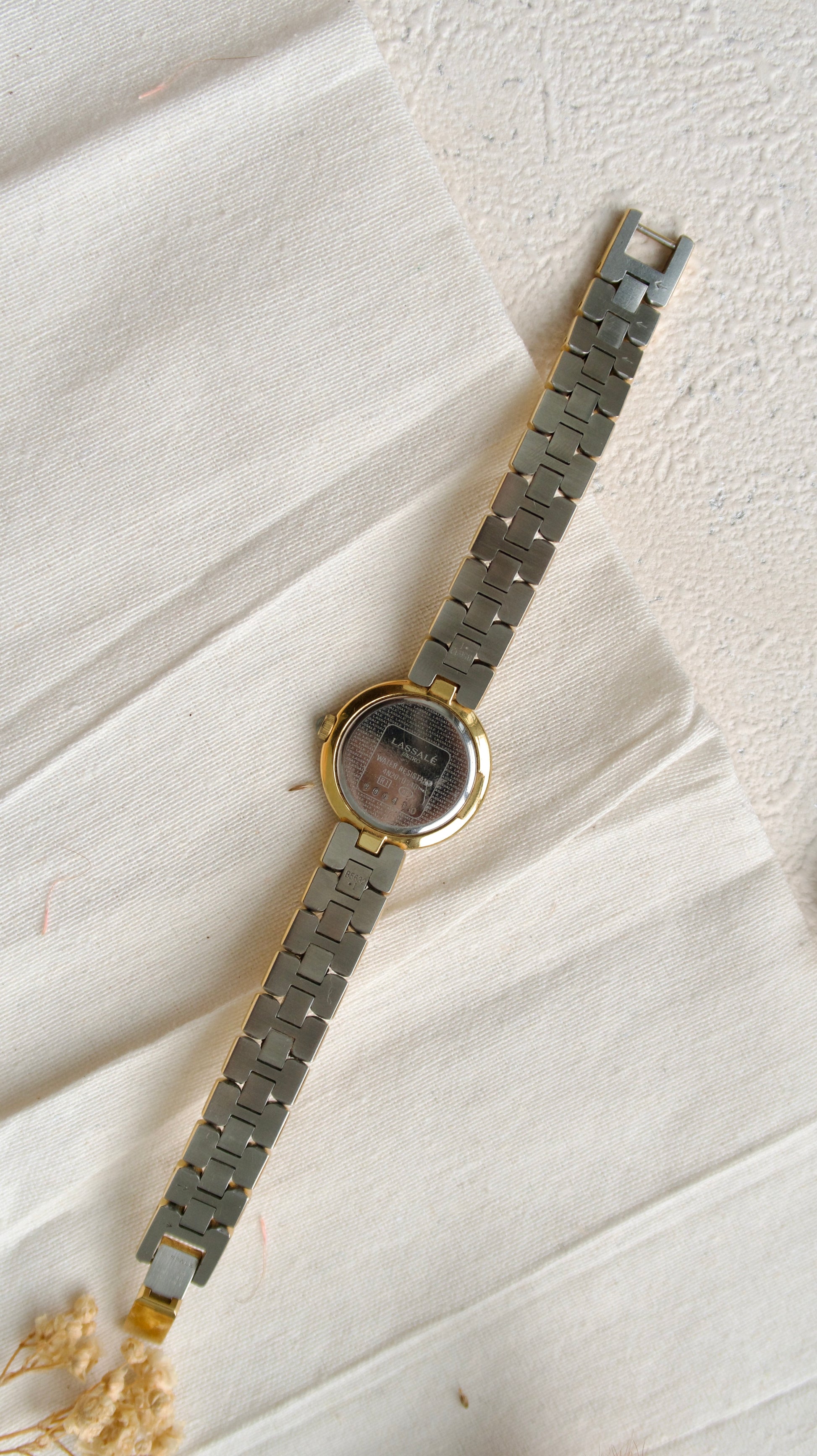 S. Lassale White Round Dial with Gold Green Chain Watch