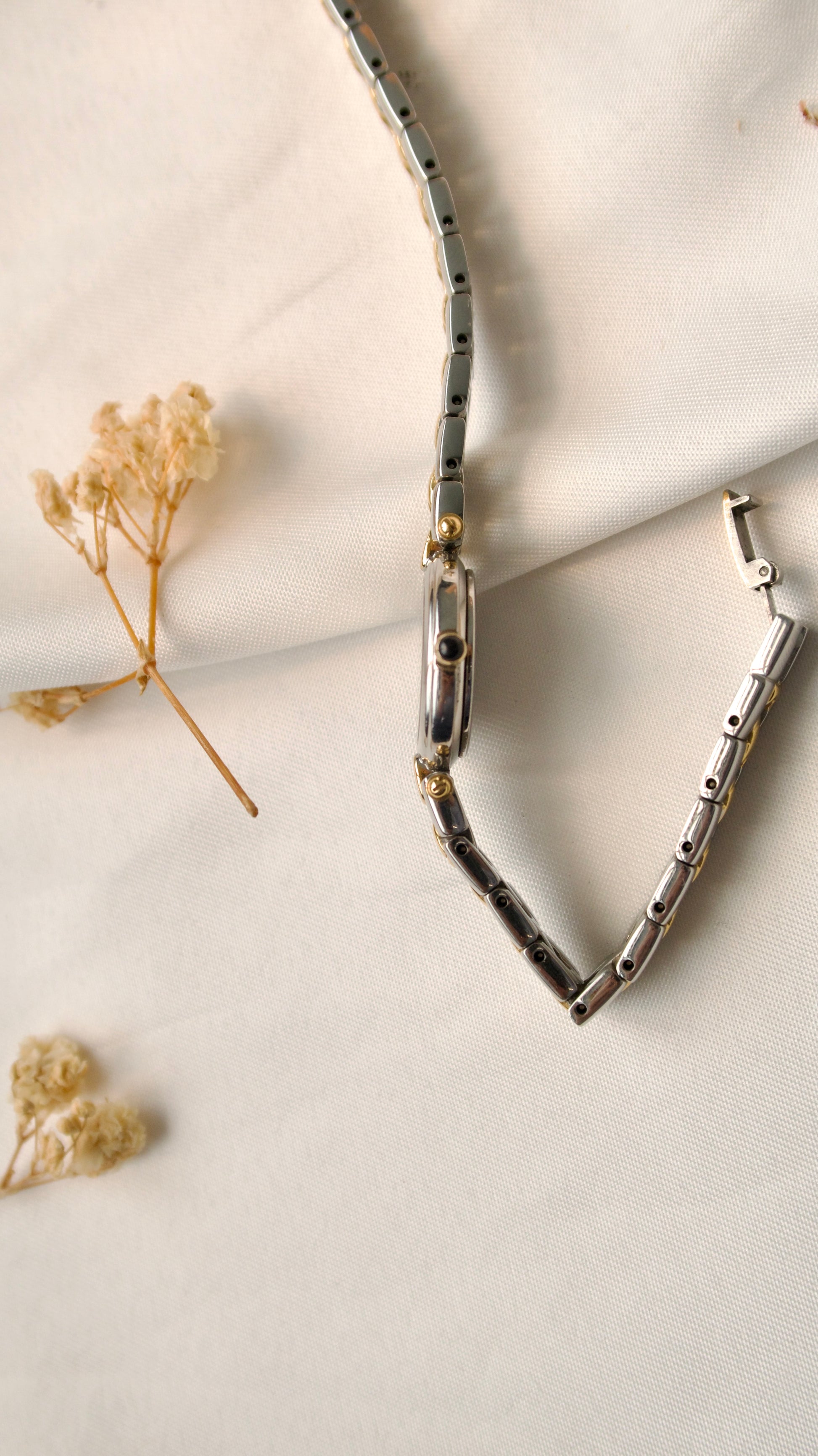 S. Exceline Silver Round Dial with Two Tone Chain