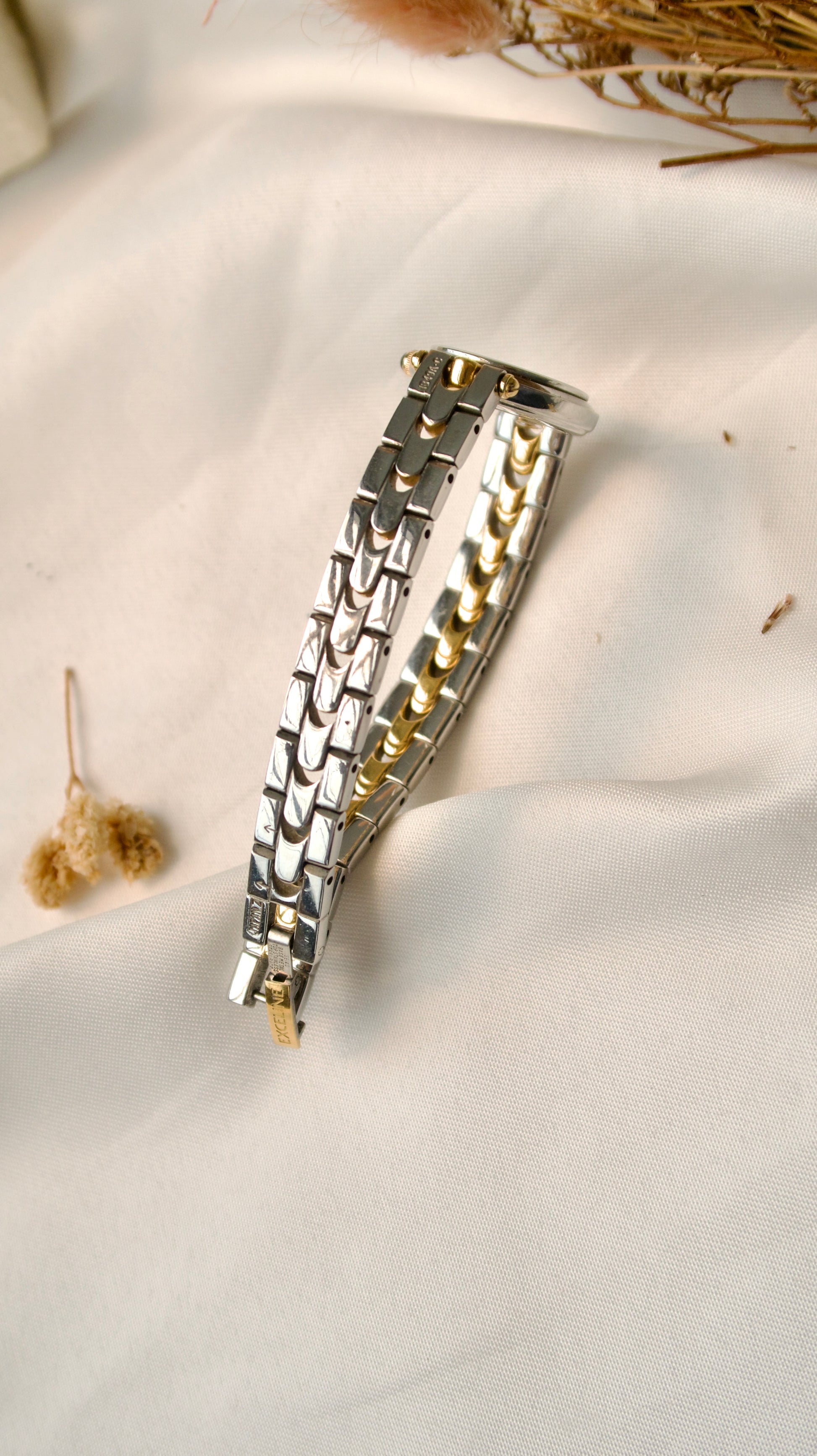 S. Exceline Silver Round Dial with Two Tone Chain