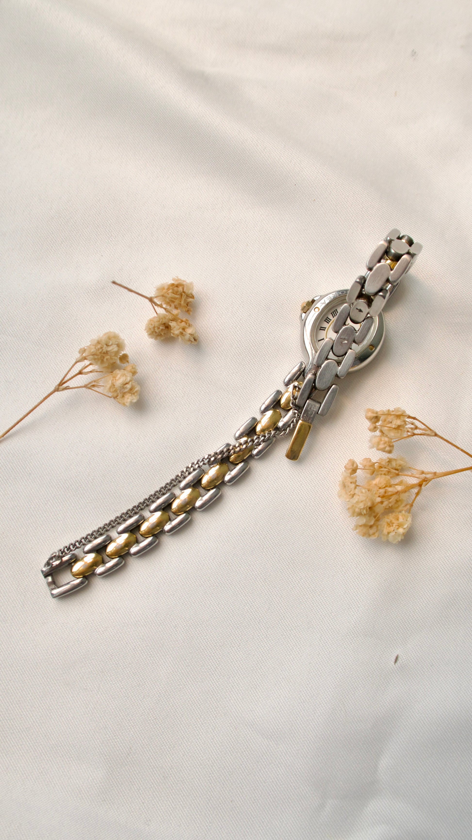 S. Moorea White Roman Dial with Two Tone Chain Watch