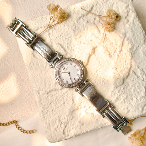 BLCG. White Round 12P Diamonds Dial with Silver Chain Watch