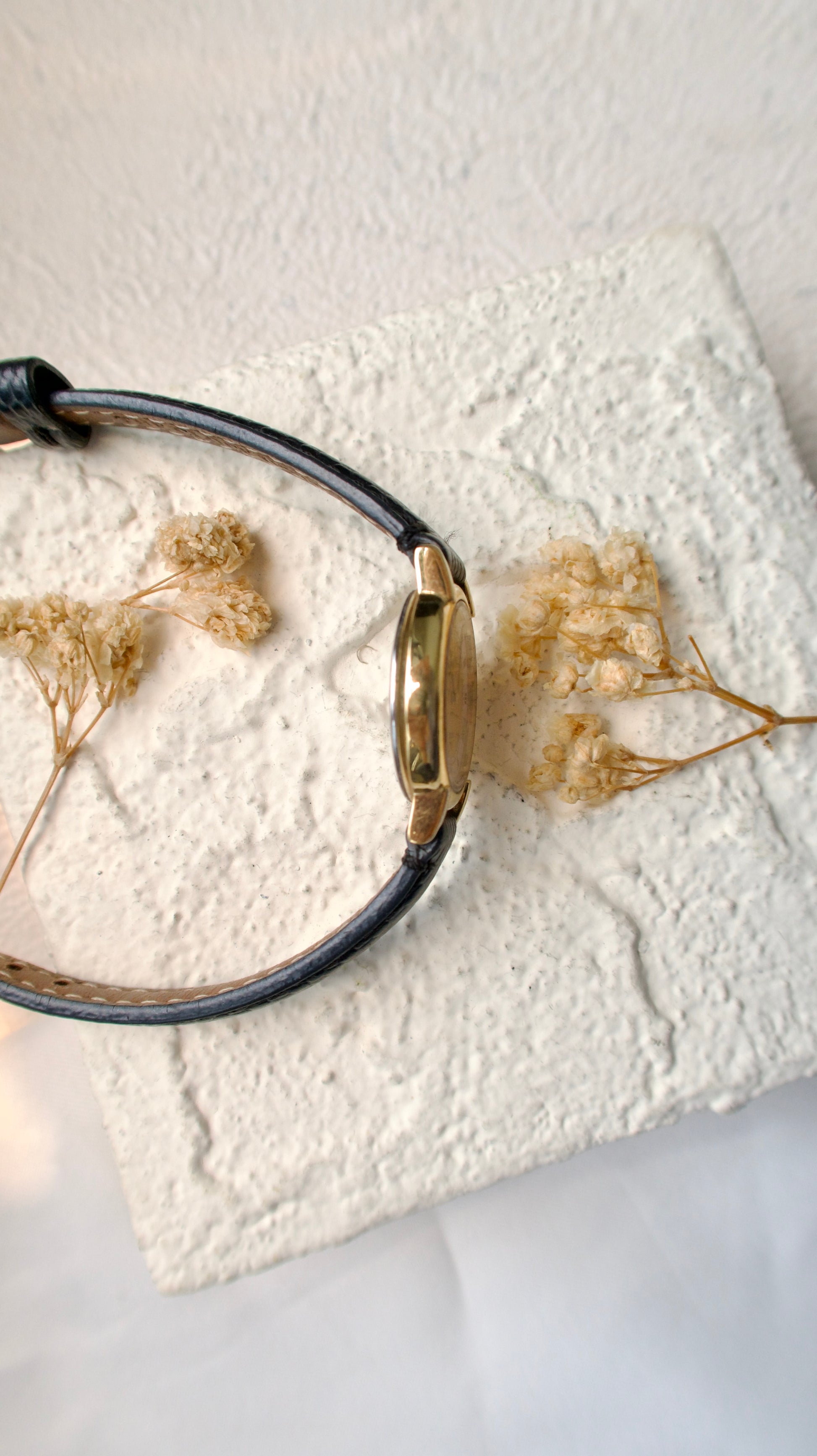 S. Lespoir Roman Round Dial with Black Strap Watch