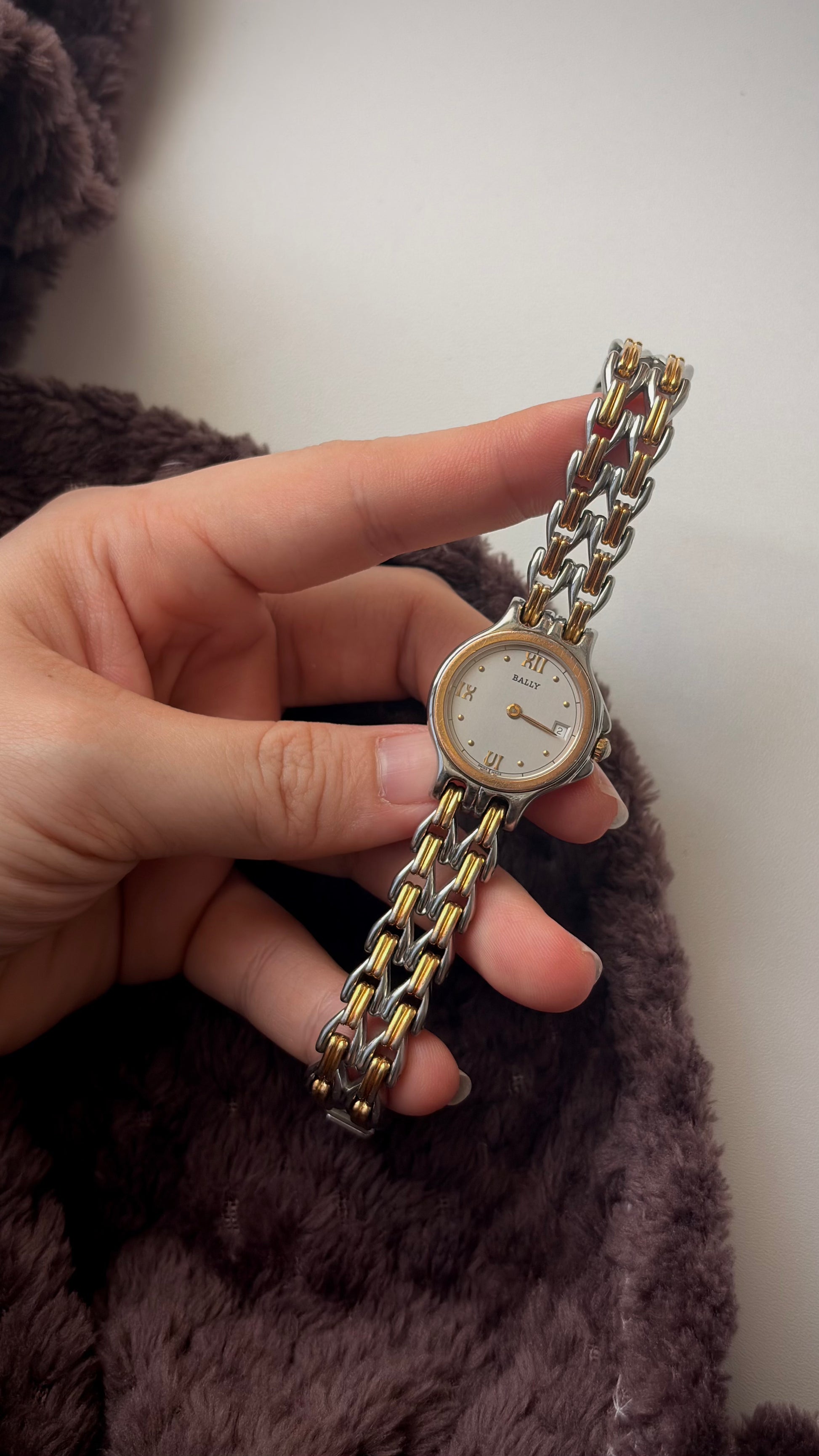 BALLY. Round Silver Dial with Two Tone Watch