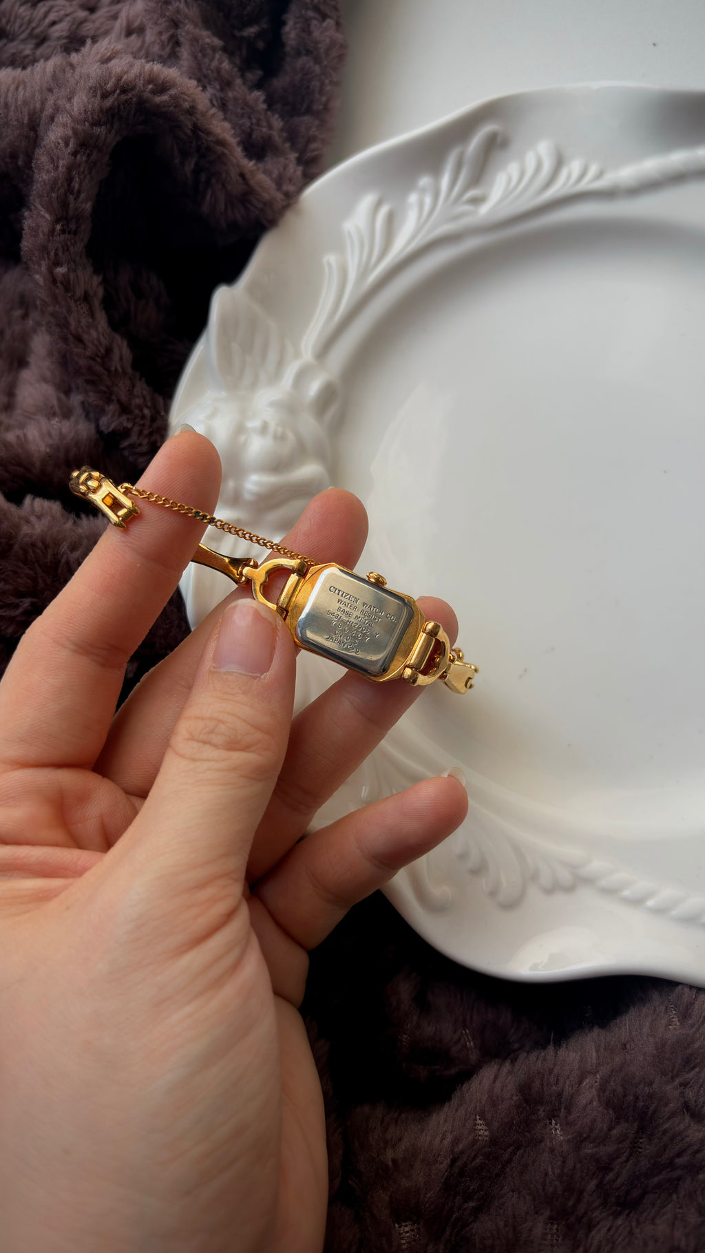CTZ. Cletia Rect Silver Dial Gold Chain Watch