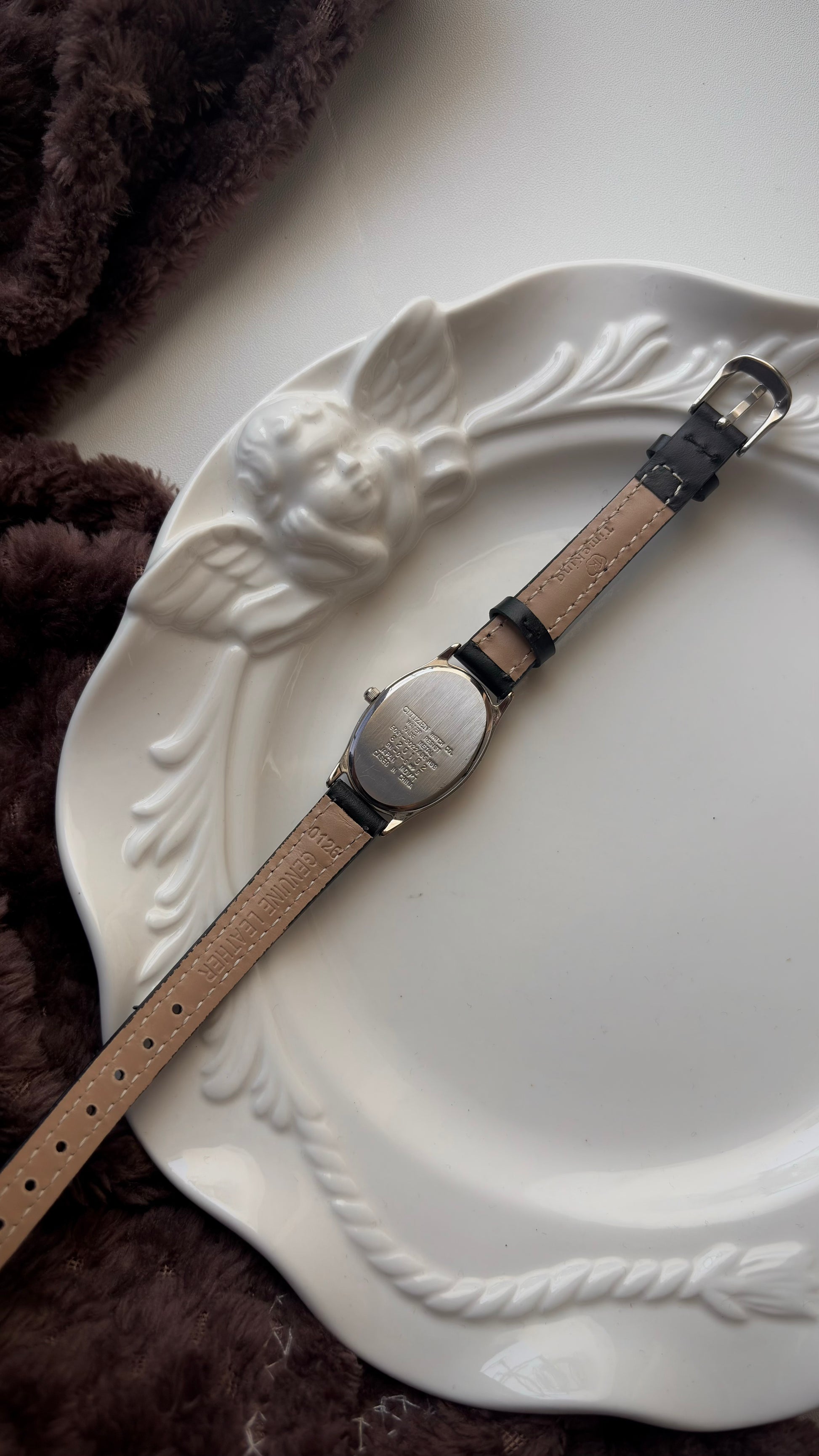 CTZ. Eco Drive White Oval Dial Black Strap Watch