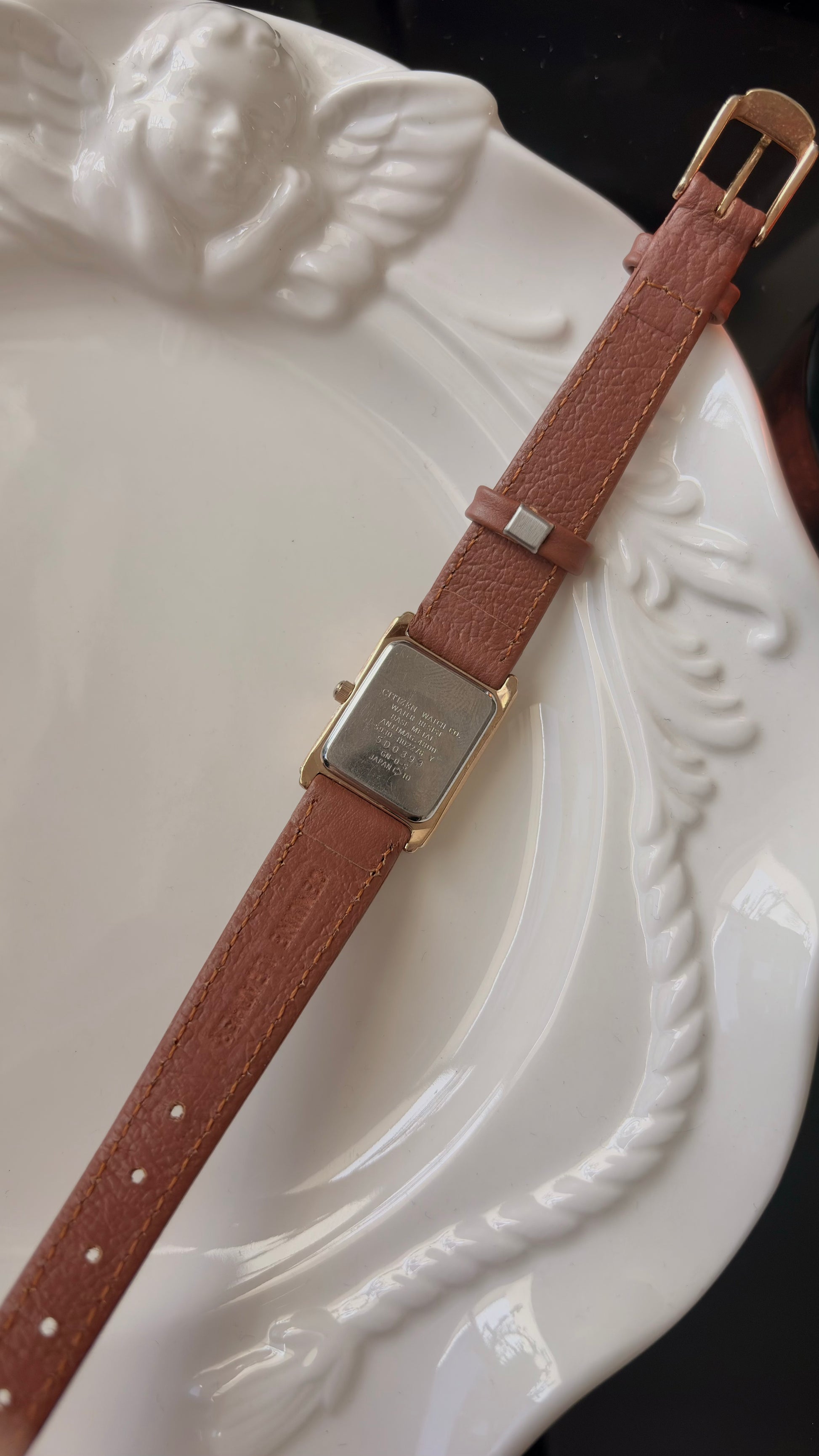 CTZ x Club La Mer White Tank Roman Dial Brown Strap Watch