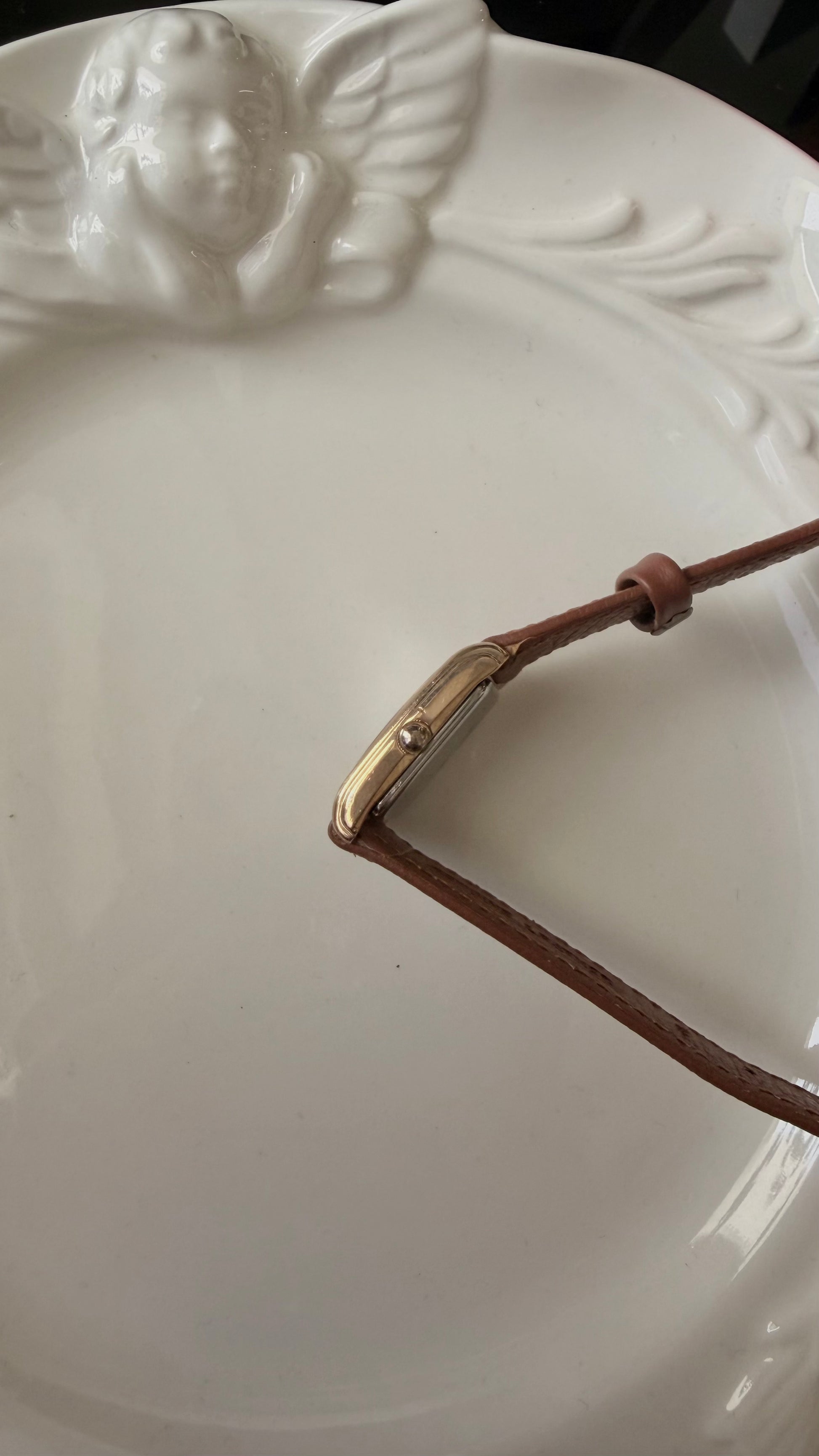 CTZ x Club La Mer White Tank Roman Dial Brown Strap Watch