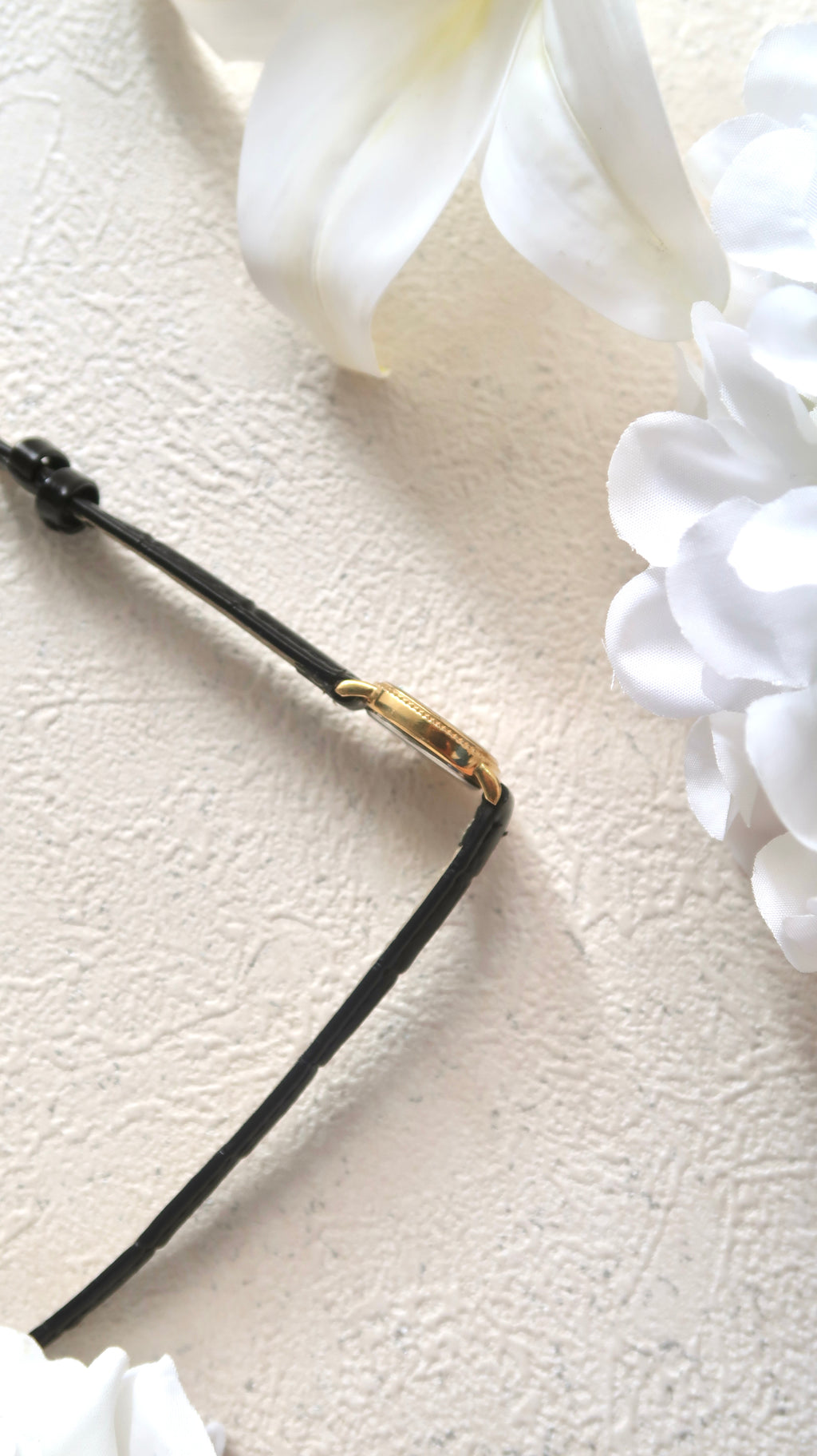 RD. Square Gold Dial with Black Leather Strap Watch