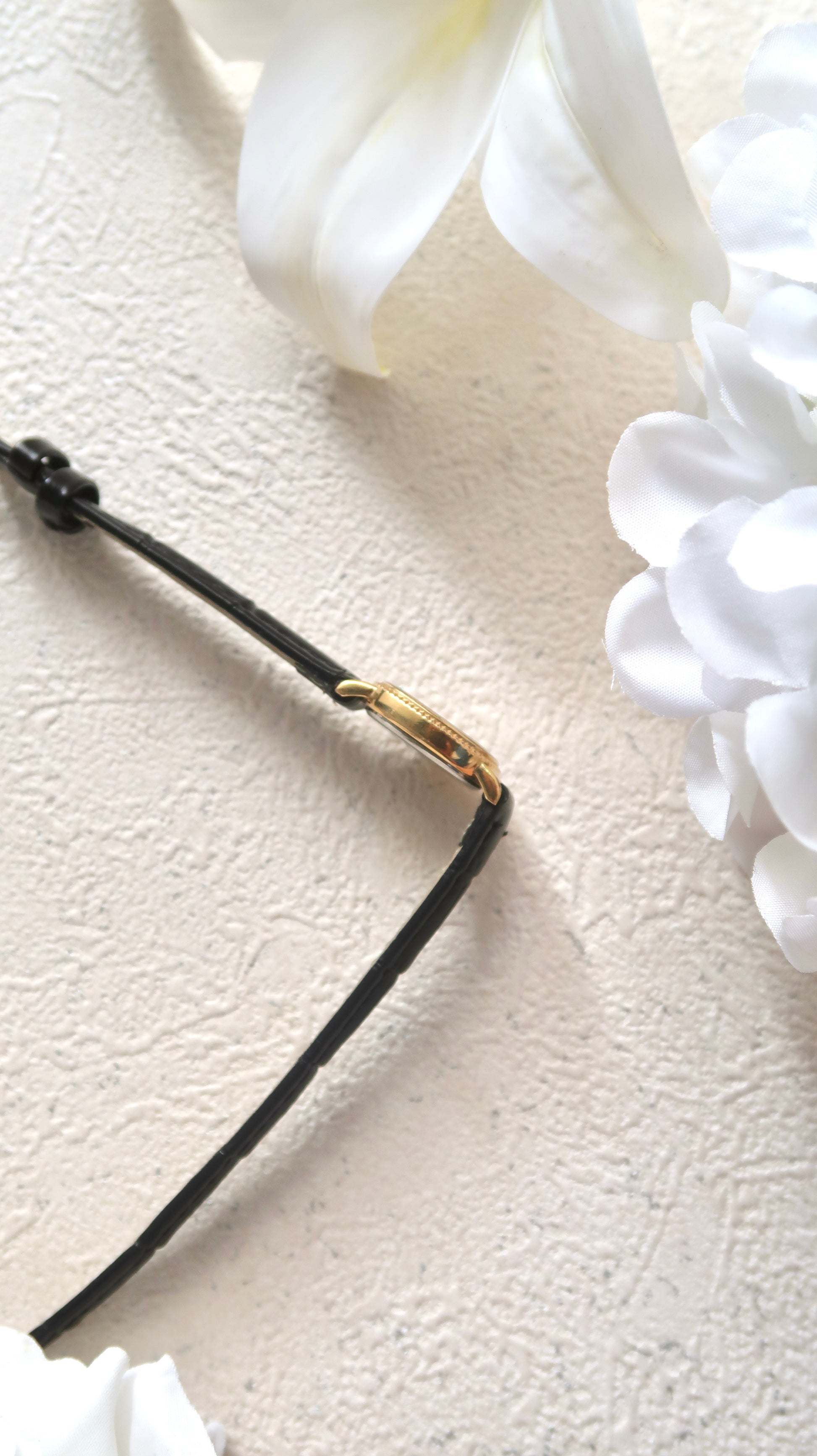 RD. Square Gold Dial with Black Leather Strap Watch